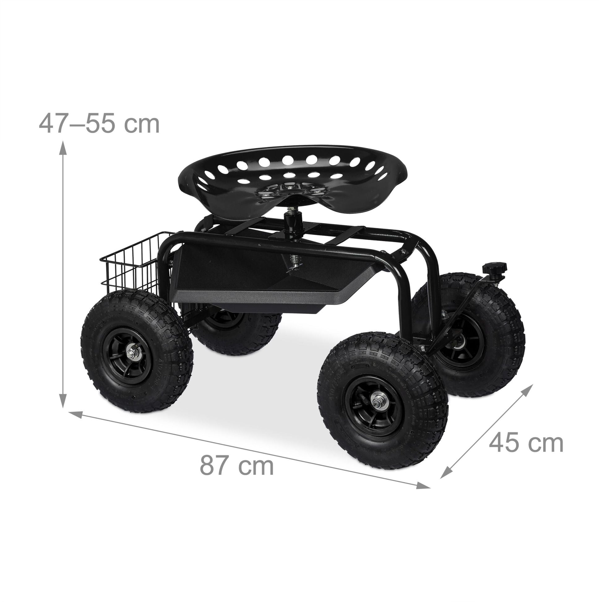 Fahrbarer Gartensitz mit Stauraum Schwarz von Relaxdays