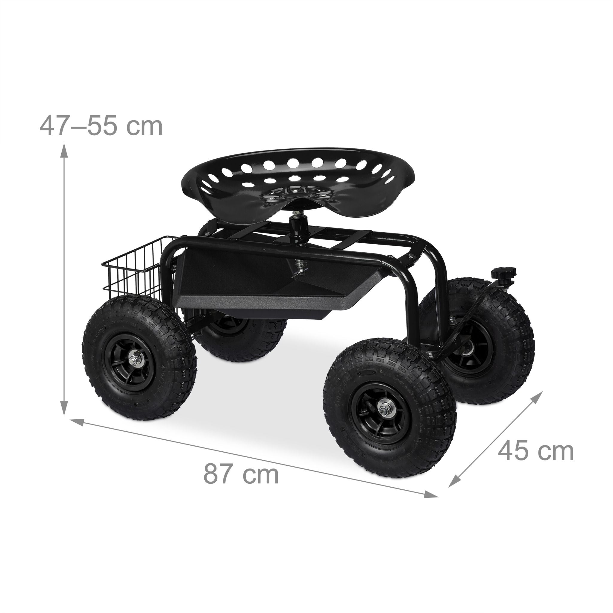 Fahrbarer Gartensitz mit Stauraum Schwarz von Relaxdays