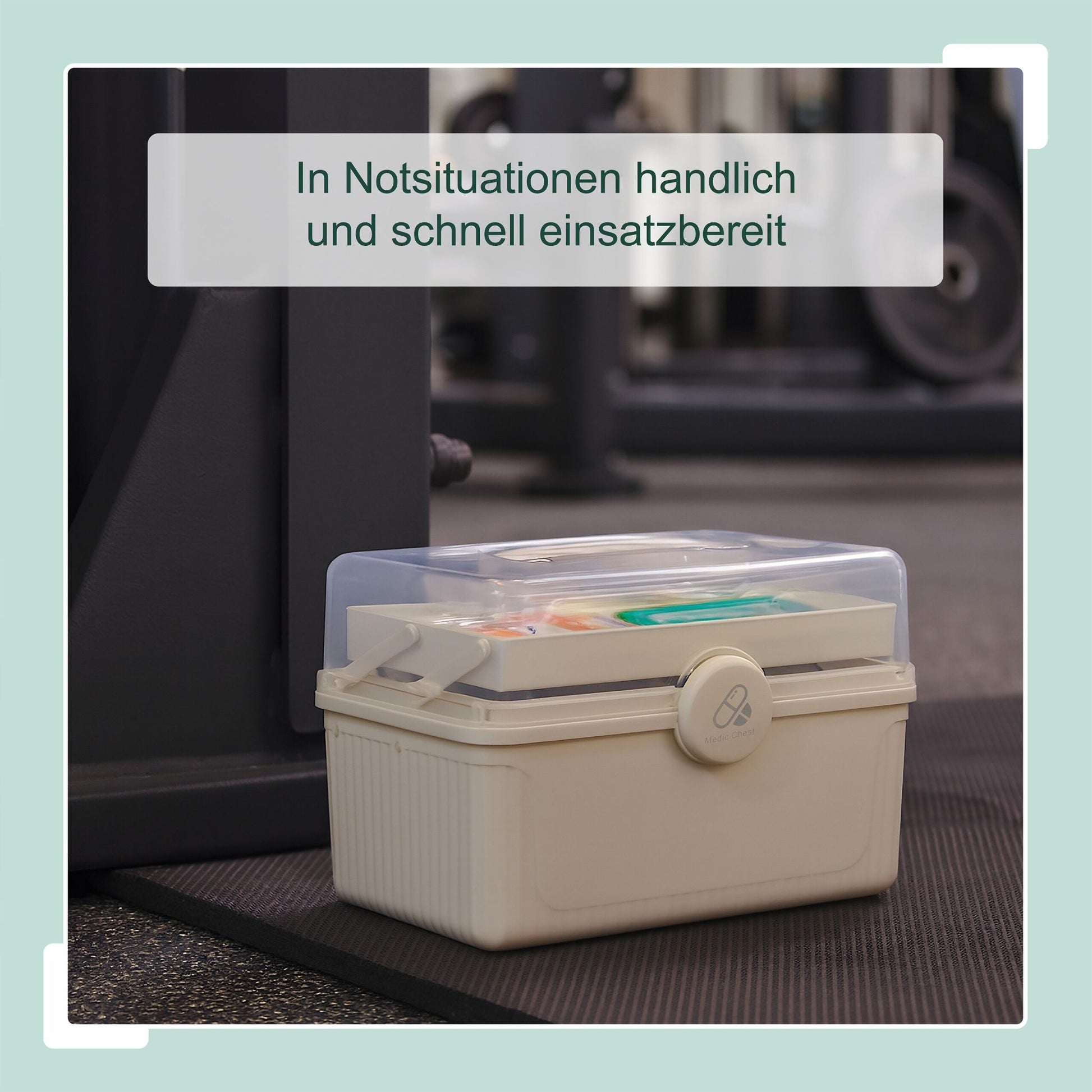 Apothekenbox zum klappen Creme-Transparent von Relaxdays