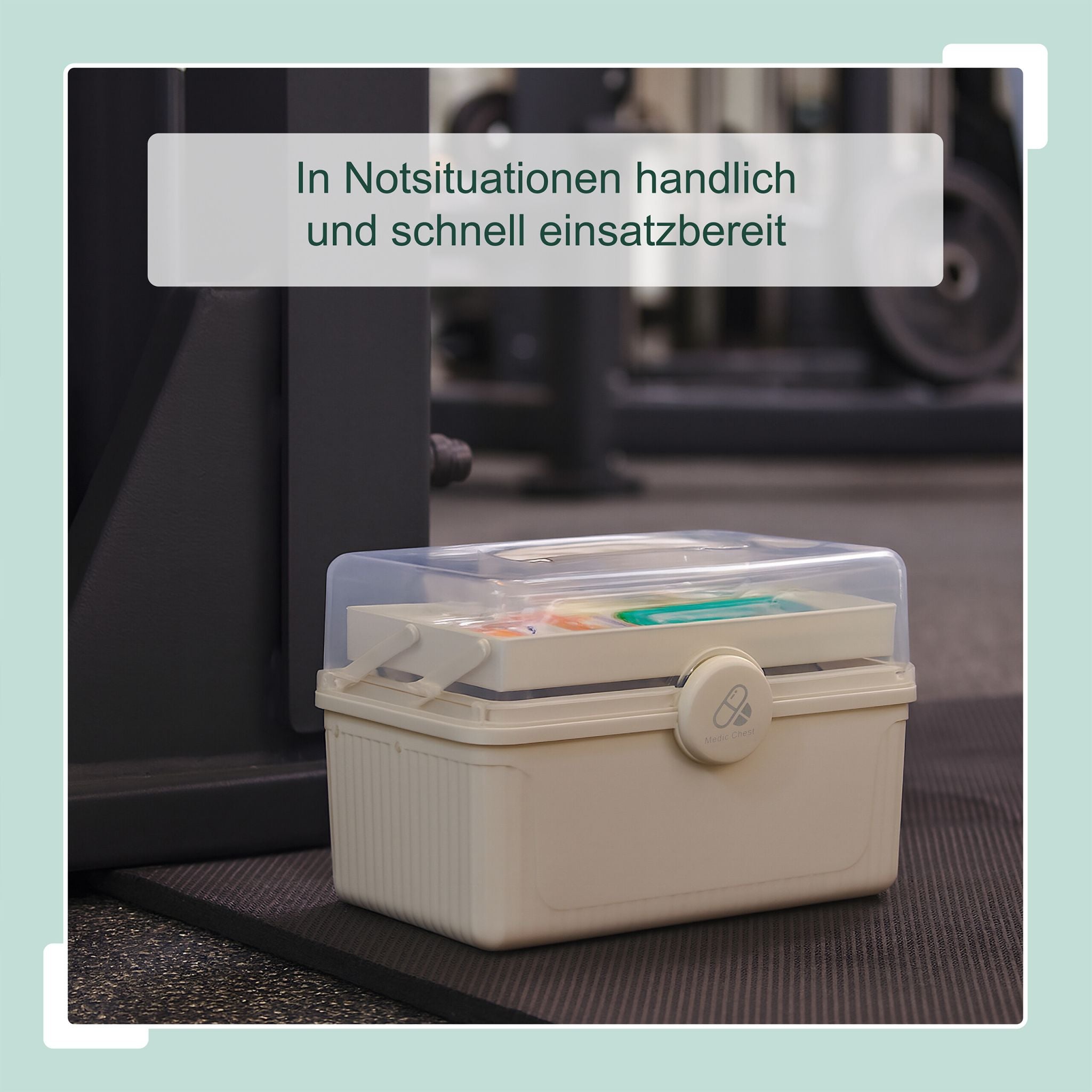 Apothekenbox zum klappen Creme-Transparent von Relaxdays