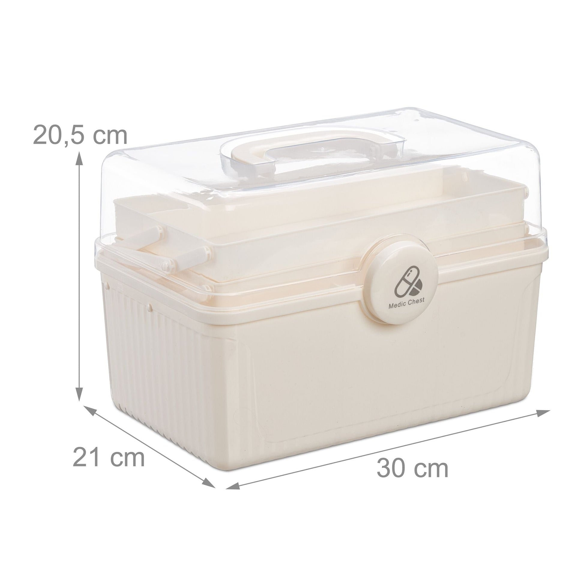 Apothekenbox zum klappen Creme-Transparent von Relaxdays