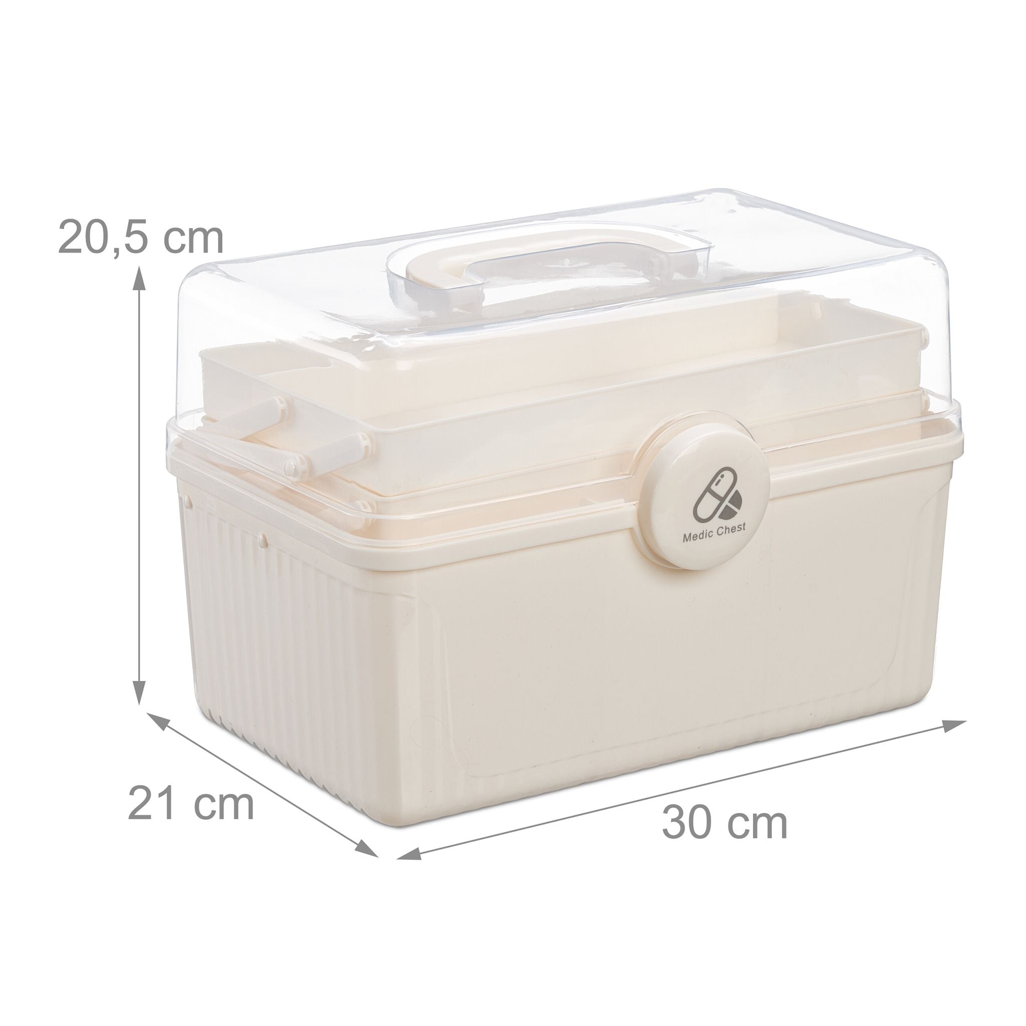 Apothekenbox zum klappen Creme-Transparent von Relaxdays