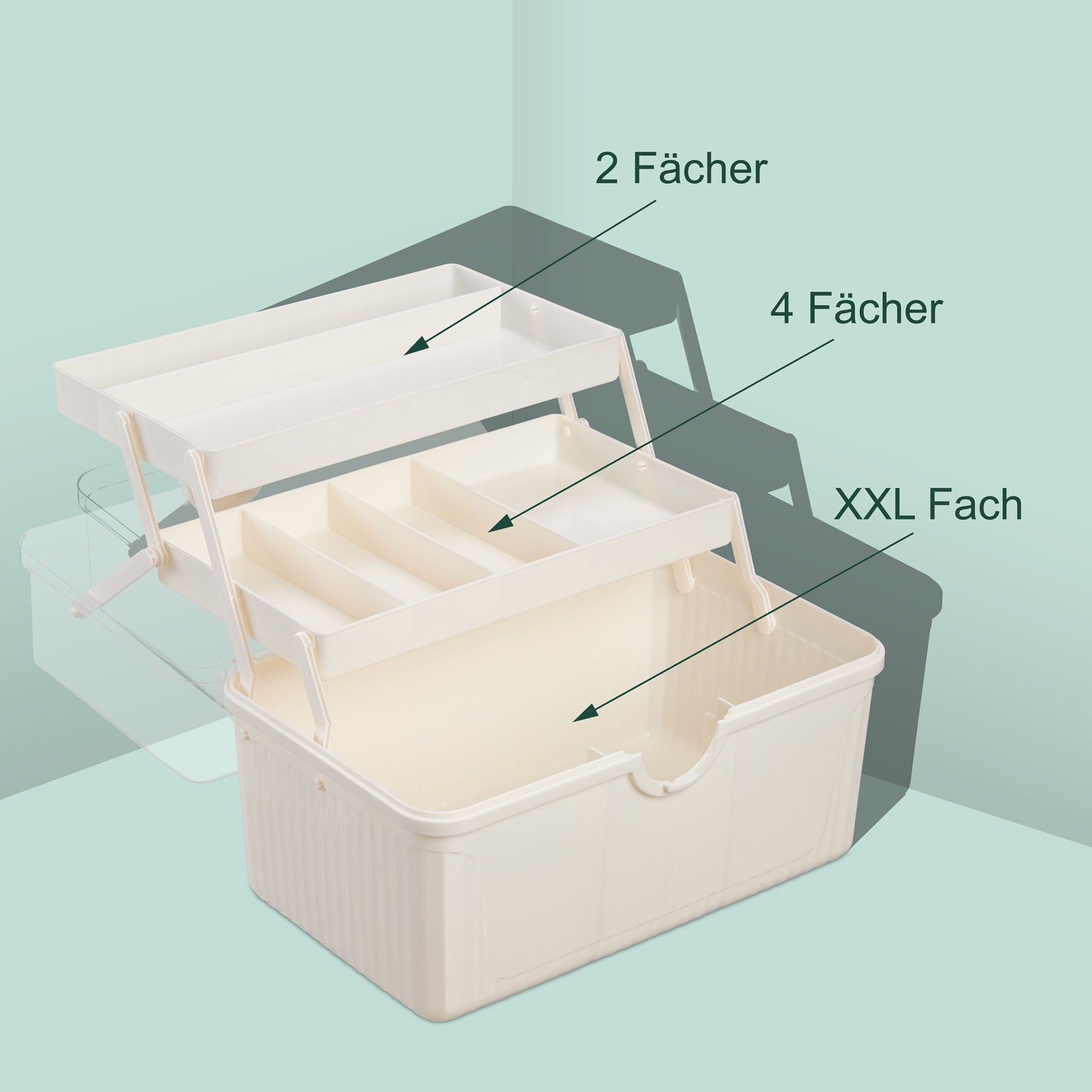 Apothekenbox zum klappen Creme-Transparent von Relaxdays