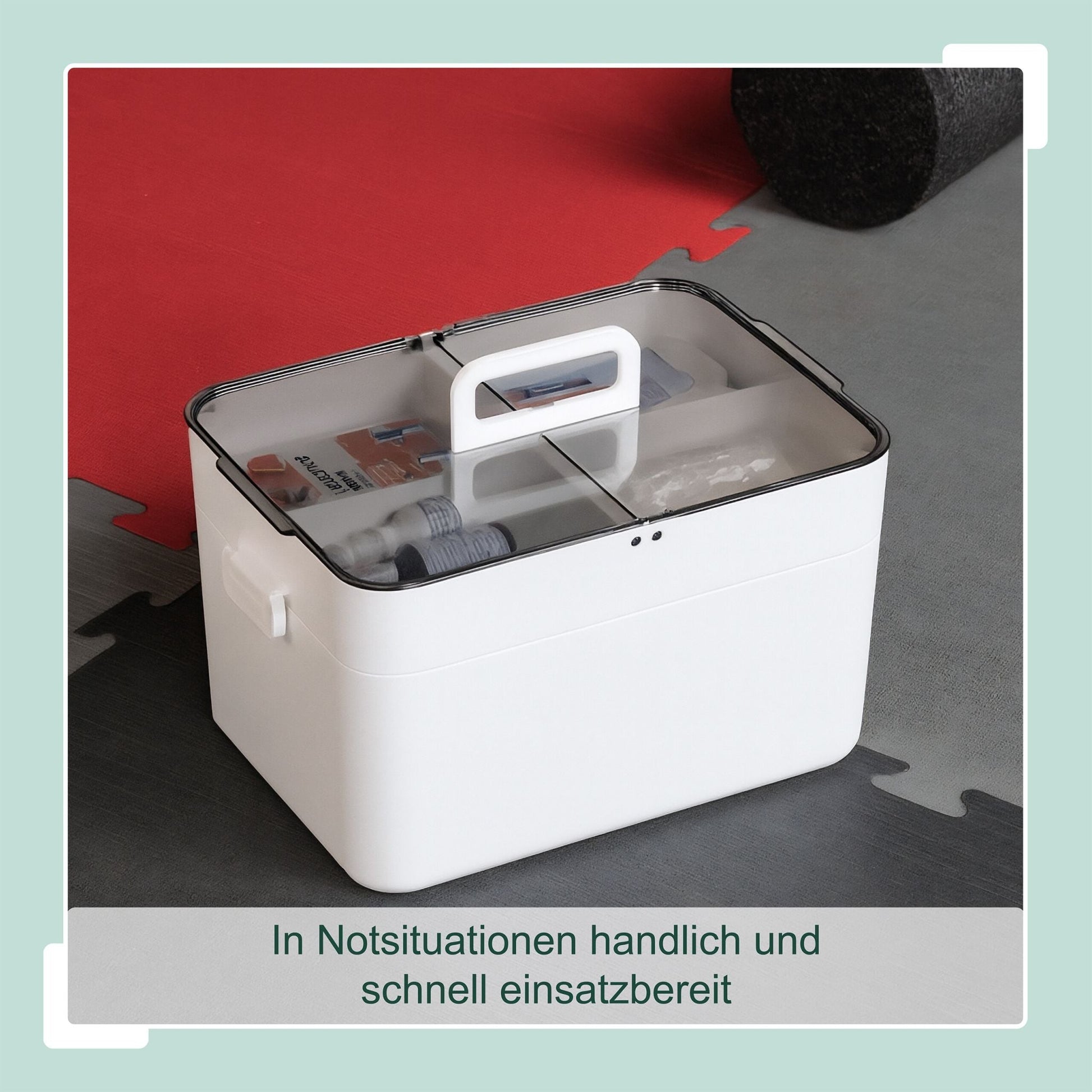 Hausapotheke mit 2 Etagen Weiss-Transparent von Relaxdays