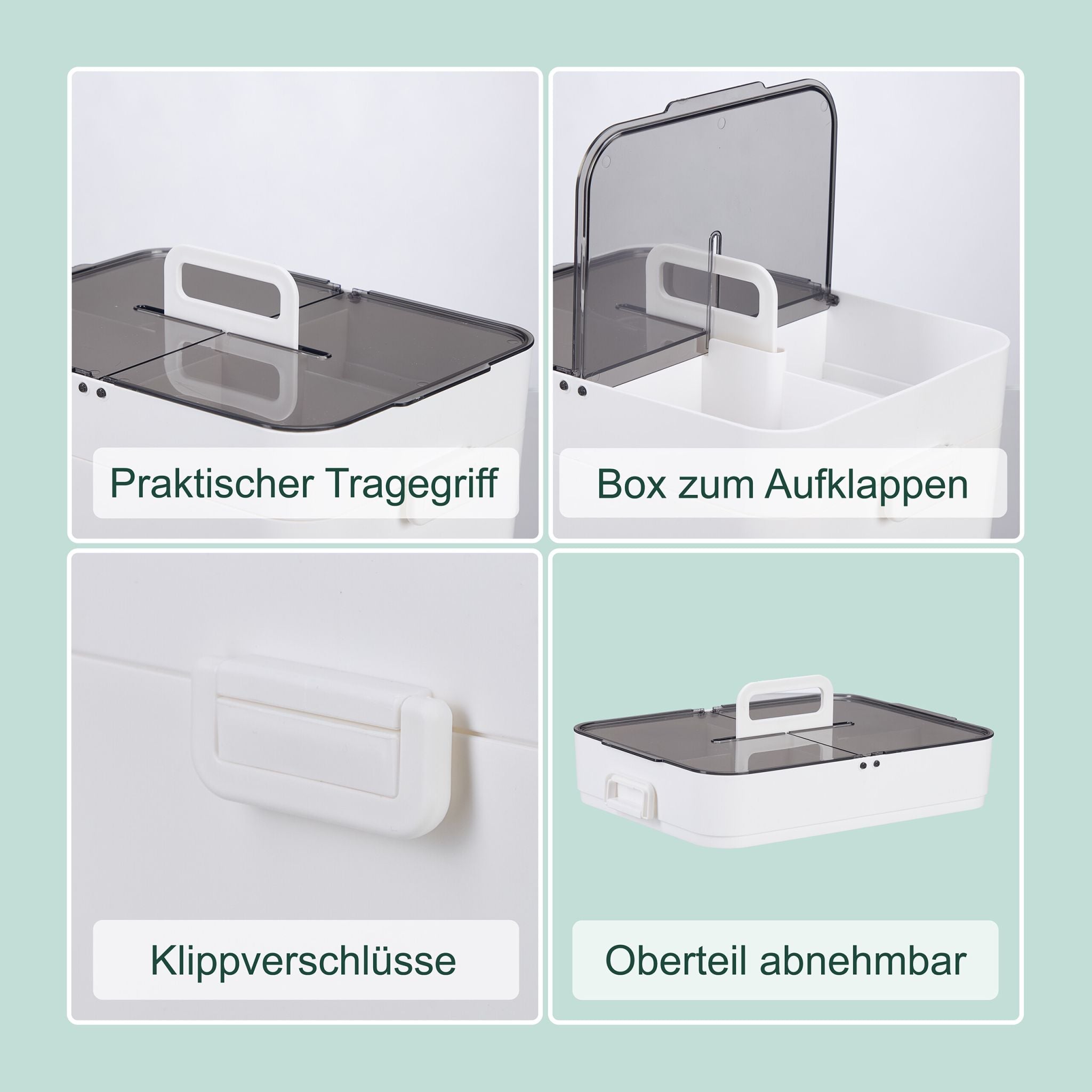 Hausapotheke mit 2 Etagen Weiss-Transparent von Relaxdays
