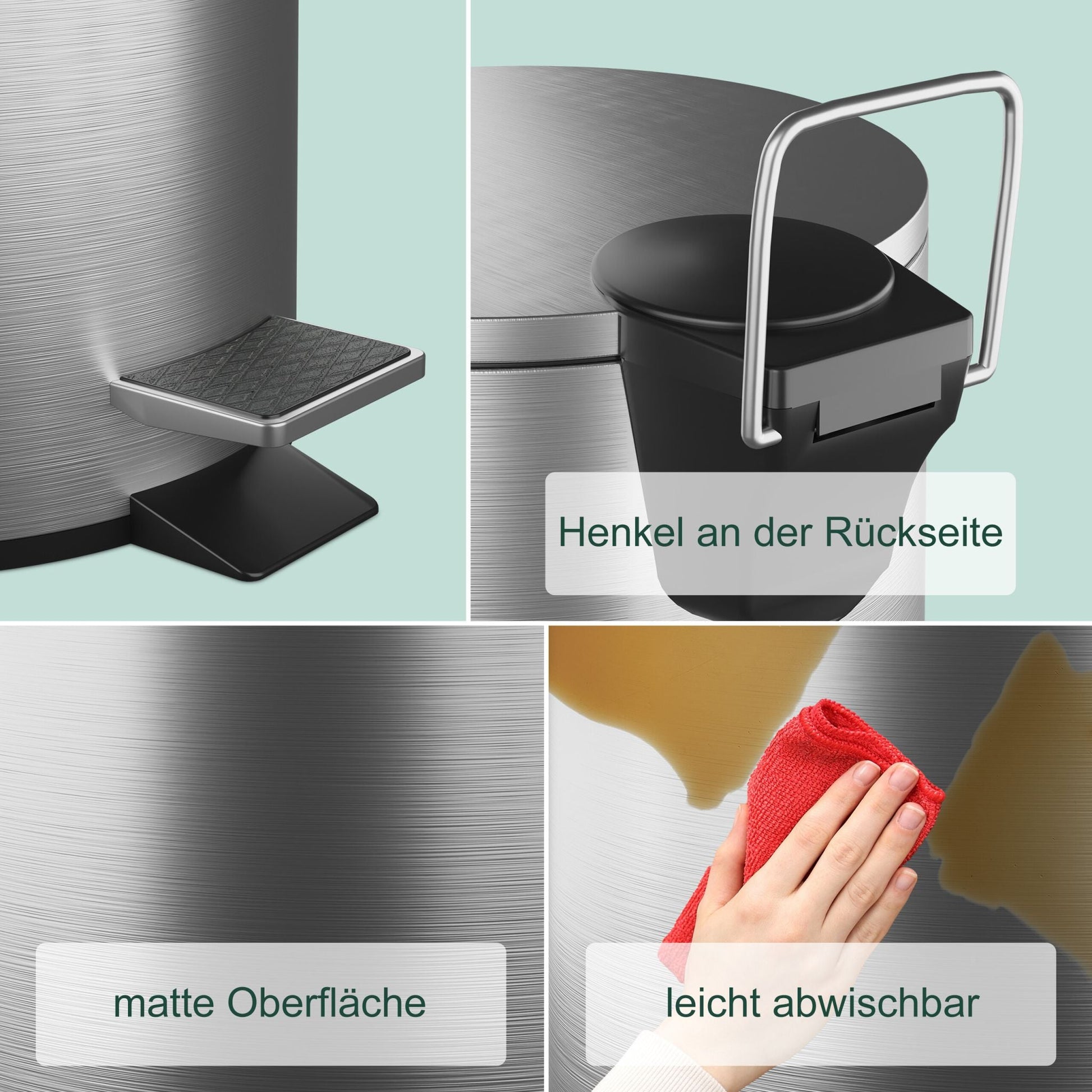 Kosmetikeimer Edelstahl 3 Liter Schwarz-Silber von Relaxdays