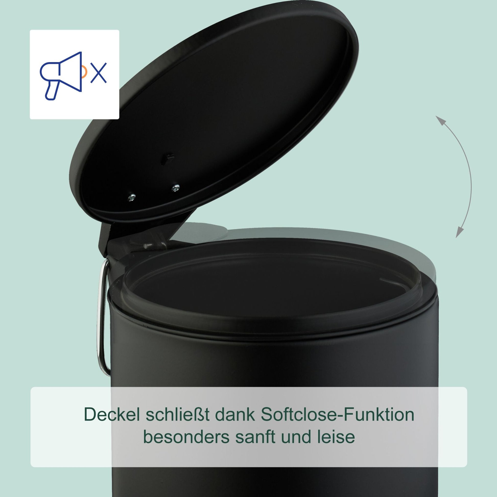 Runder Kosmetikeimer 3 Liter Schwarz von Relaxdays