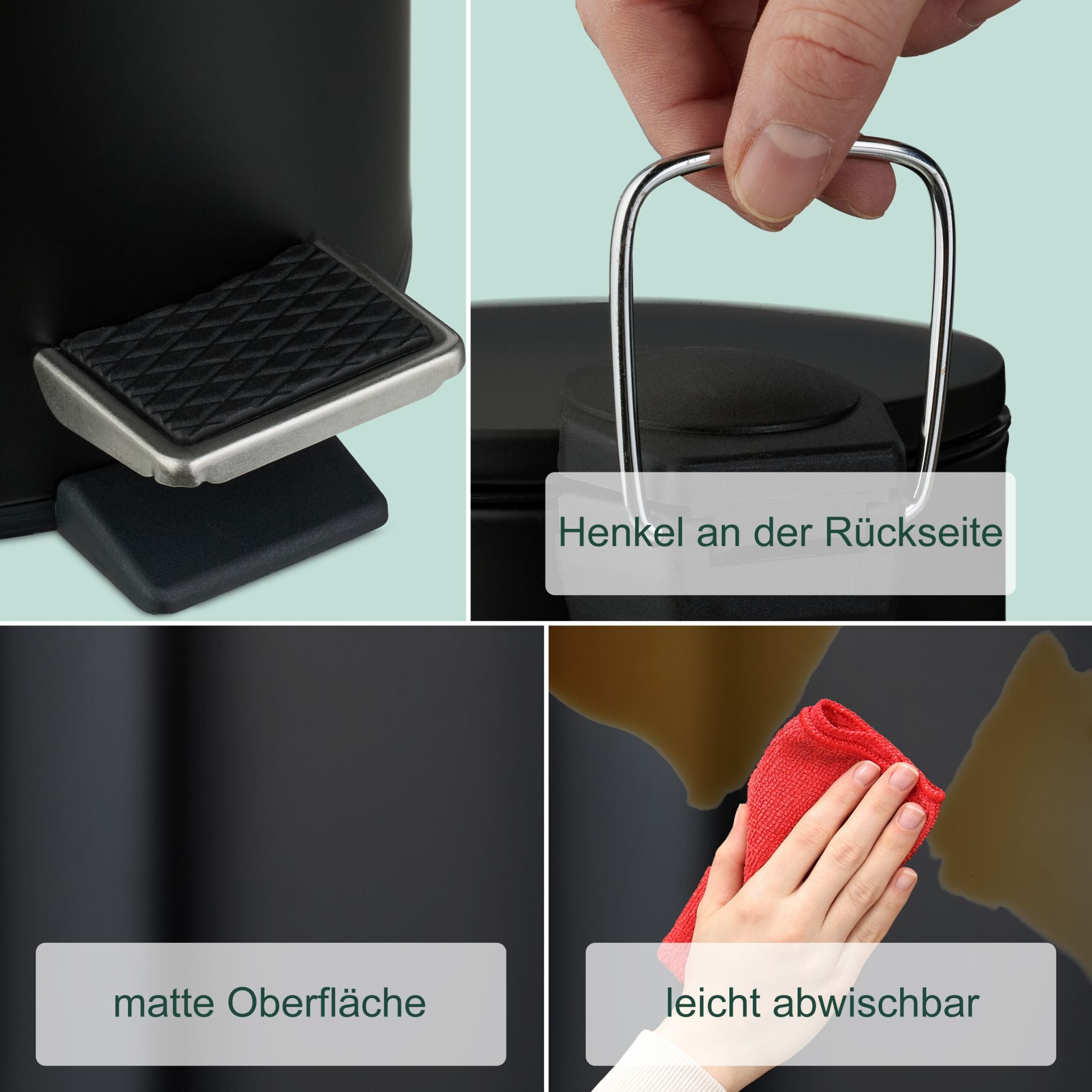Runder Kosmetikeimer 3 Liter Schwarz von Relaxdays