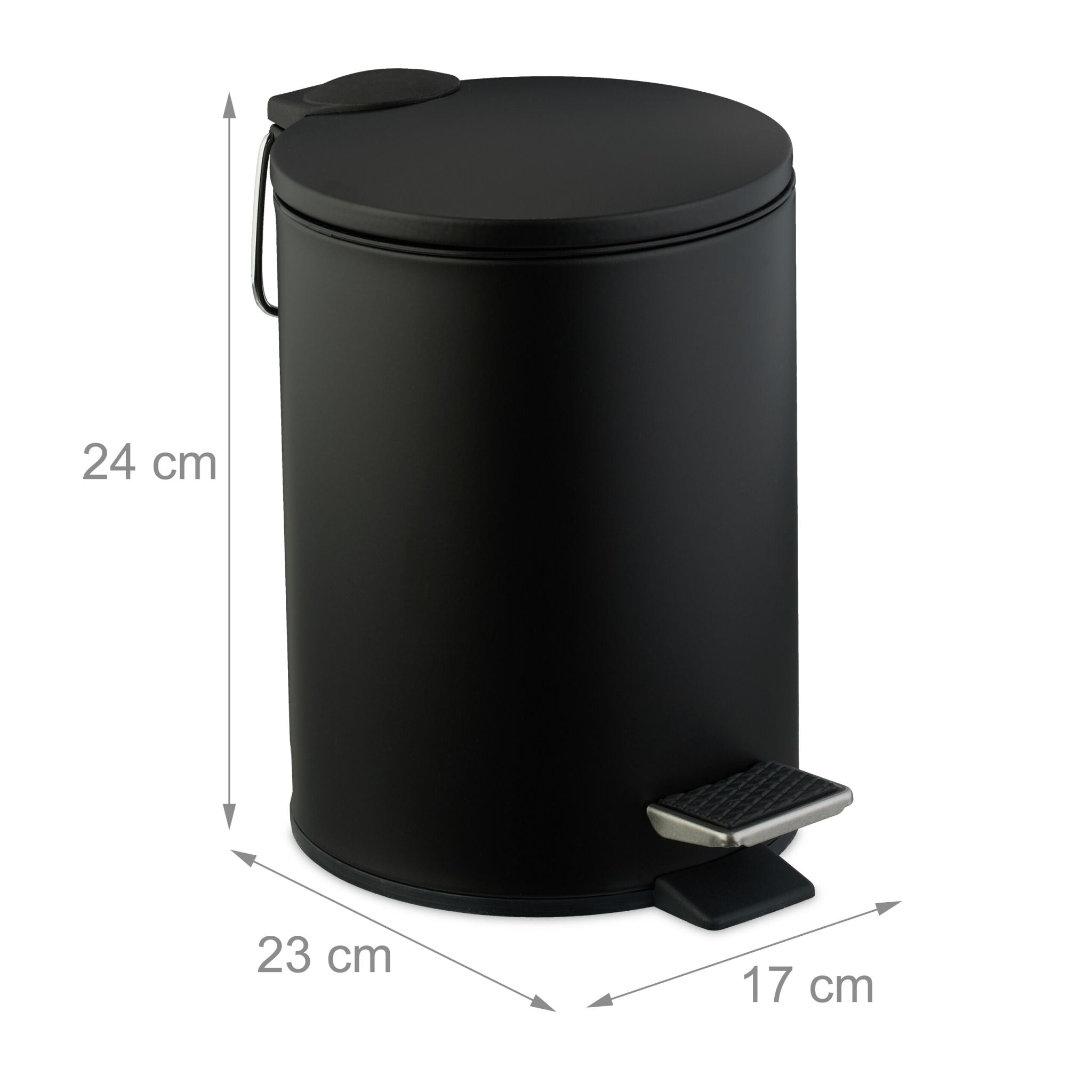 Runder Kosmetikeimer 3 Liter Schwarz von Relaxdays