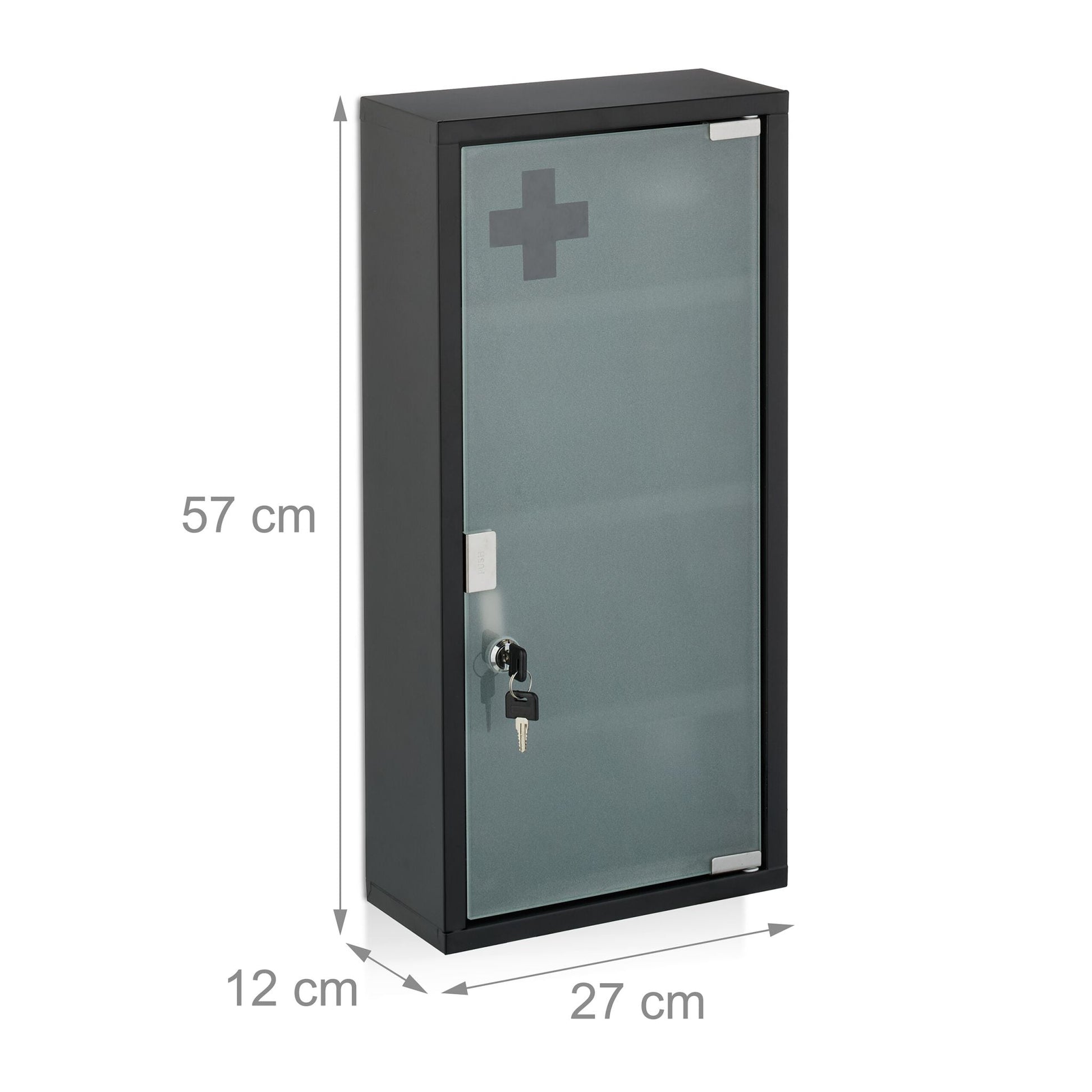 Medizinschrank mit Glastür Weiss-Schwarz-Silber von Relaxdays