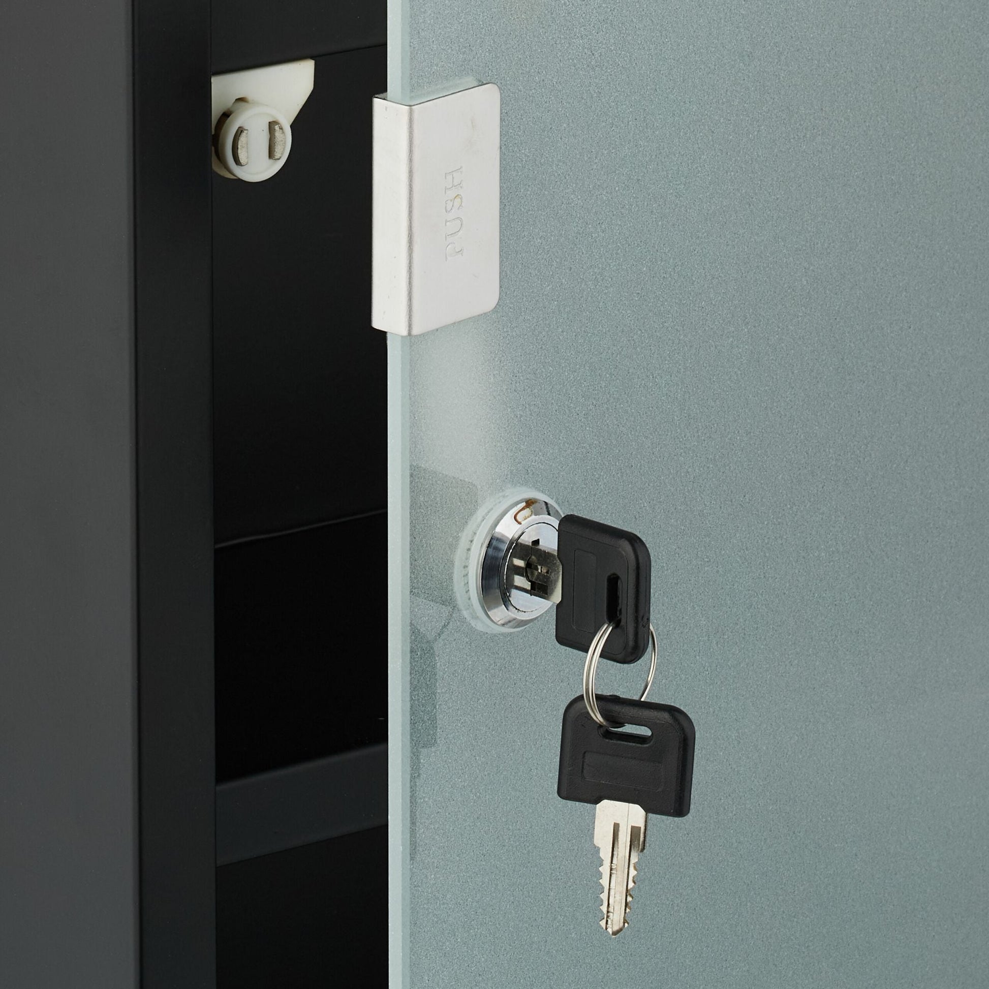 Medizinschrank mit Glastür Weiss-Schwarz-Silber von Relaxdays
