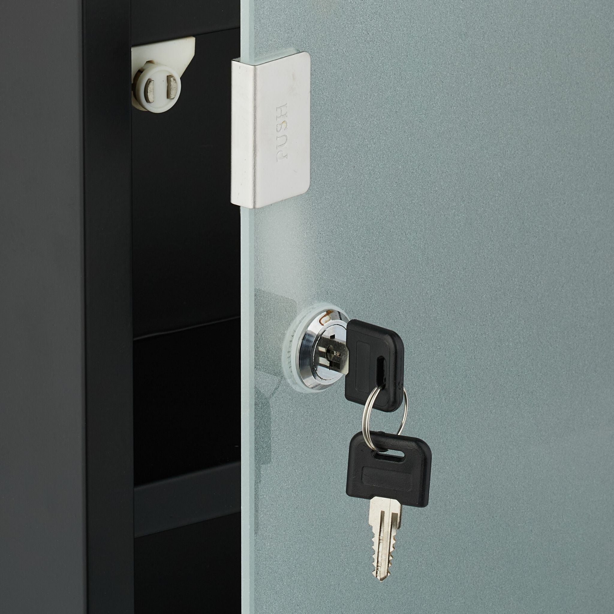 Medizinschrank mit Glastür Weiss-Schwarz-Silber von Relaxdays