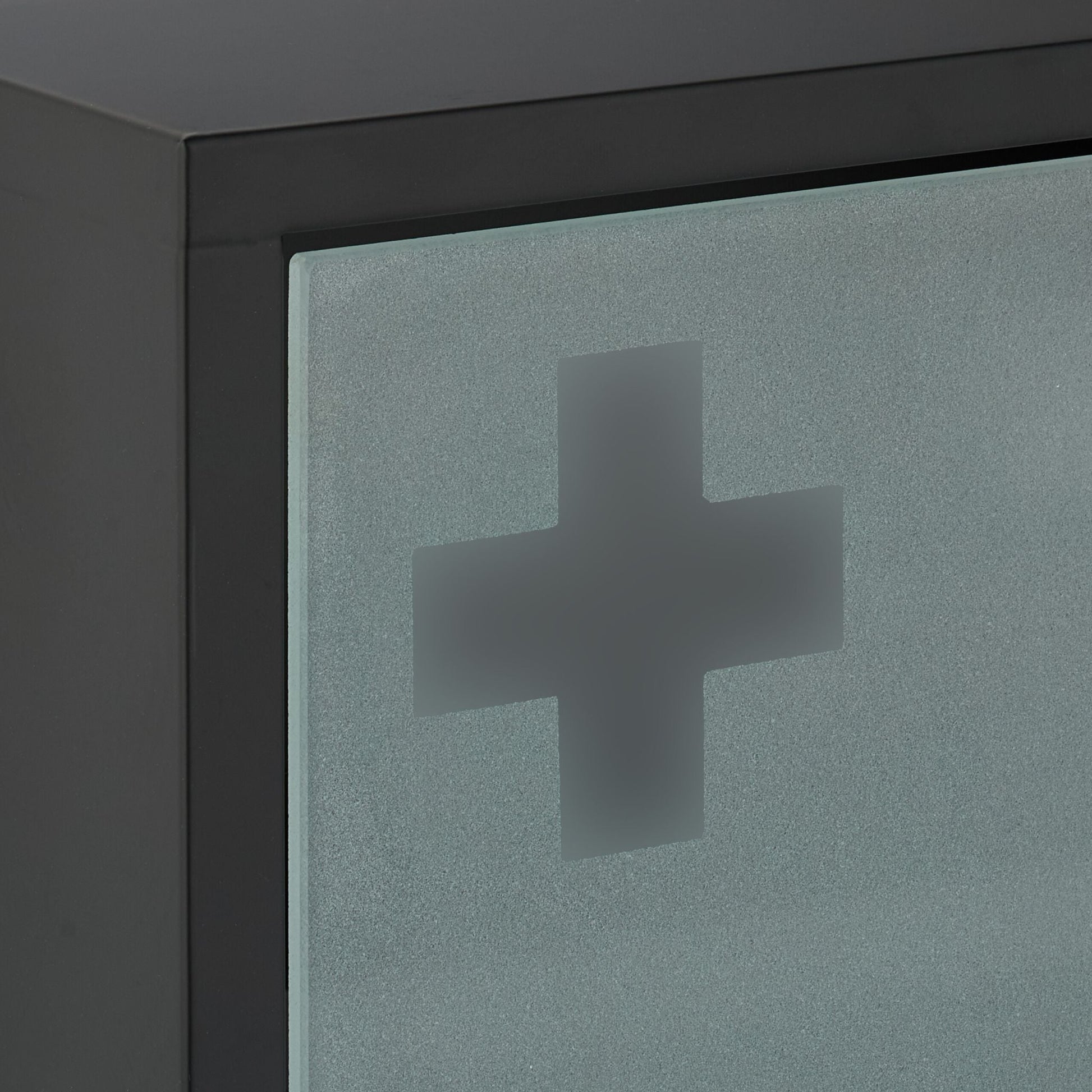 Medizinschrank mit Glastür Weiss-Schwarz-Silber von Relaxdays