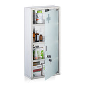 Medizinschrank mit Glastür Weiss-Silber von Relaxdays
