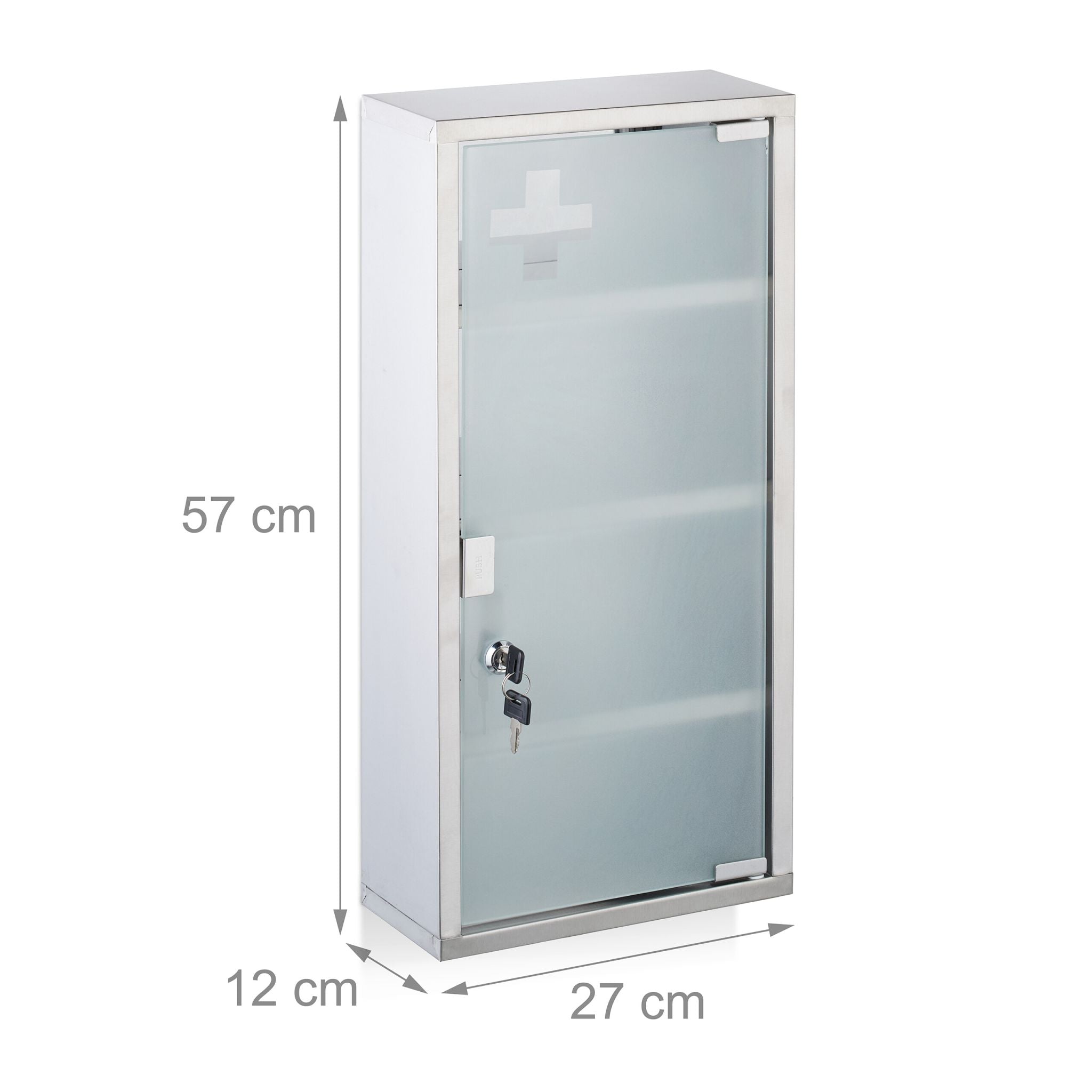 Medizinschrank mit Glastür Weiss-Silber von Relaxdays