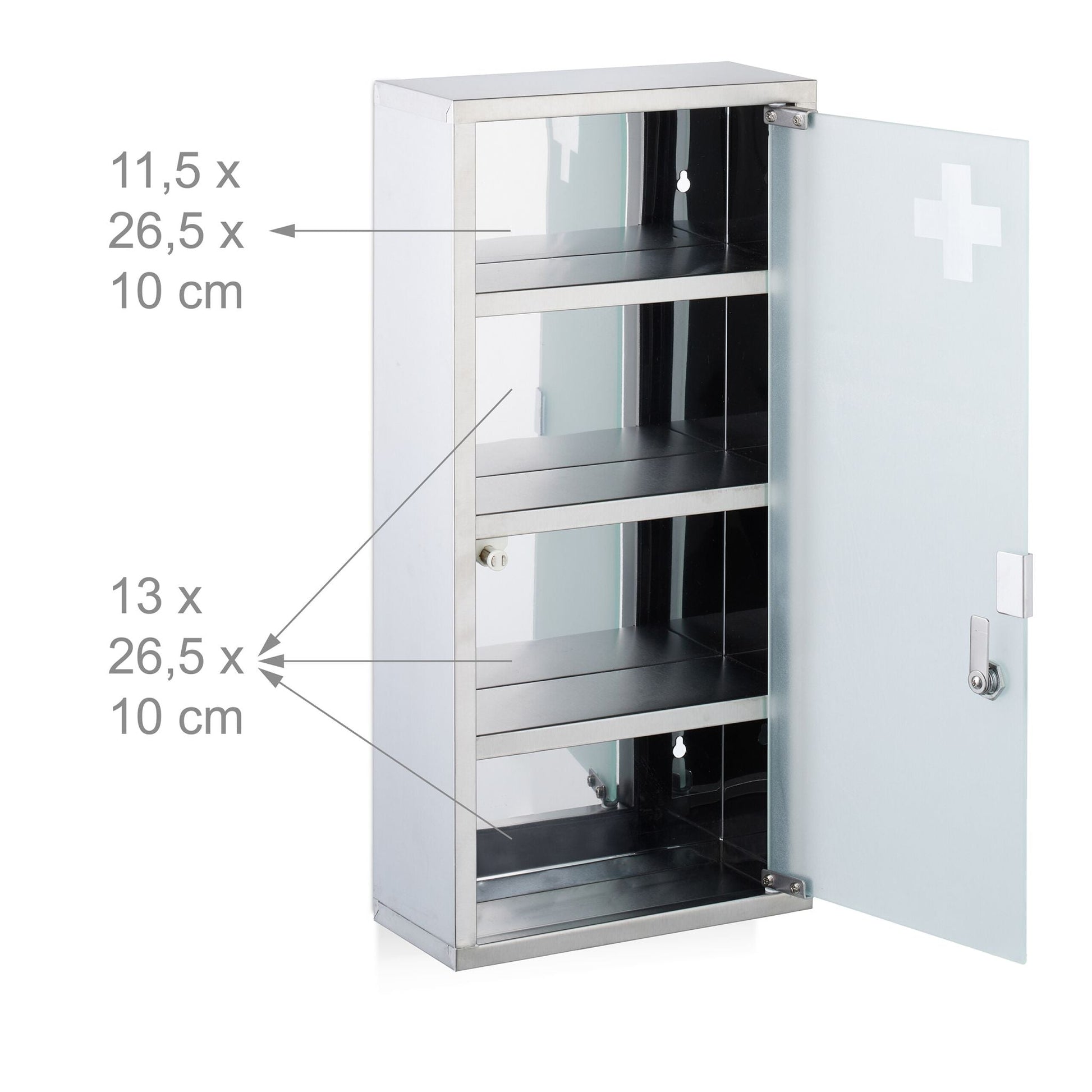 Medizinschrank mit Glastür Weiss-Silber von Relaxdays