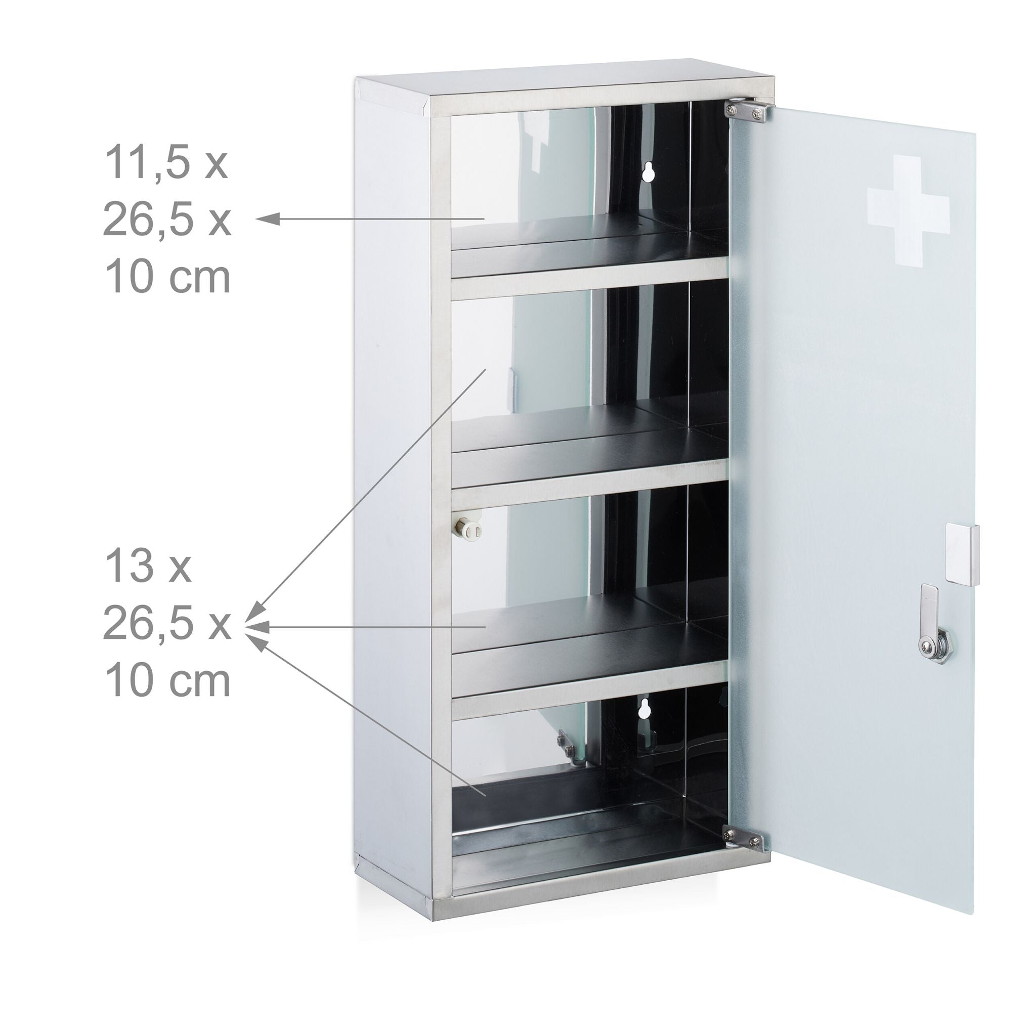 Medizinschrank mit Glastür Weiss-Silber von Relaxdays