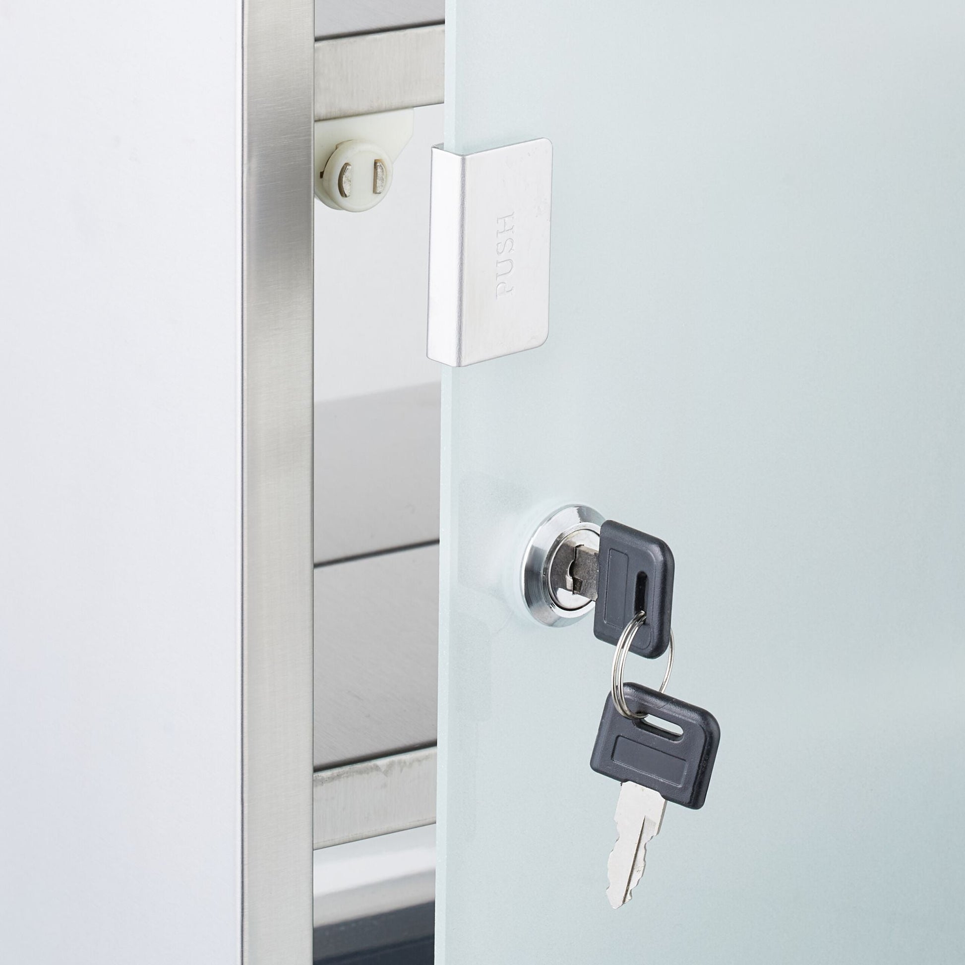 Medizinschrank mit Glastür Weiss-Silber von Relaxdays