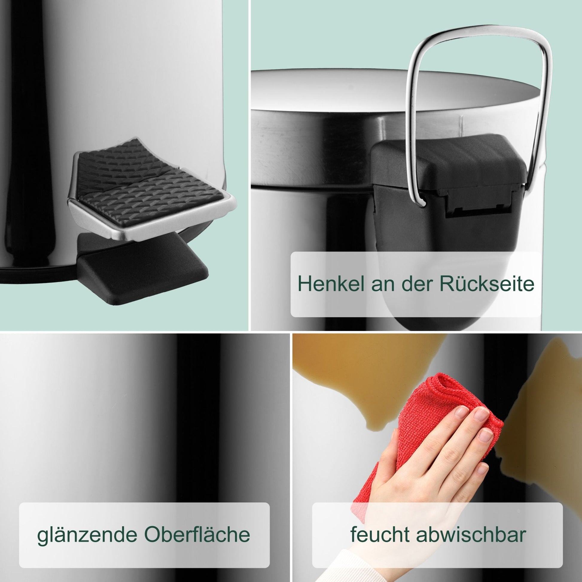 Kosmetikeimer Edelstahl 3 Liter Schwarz-Silber von Relaxdays