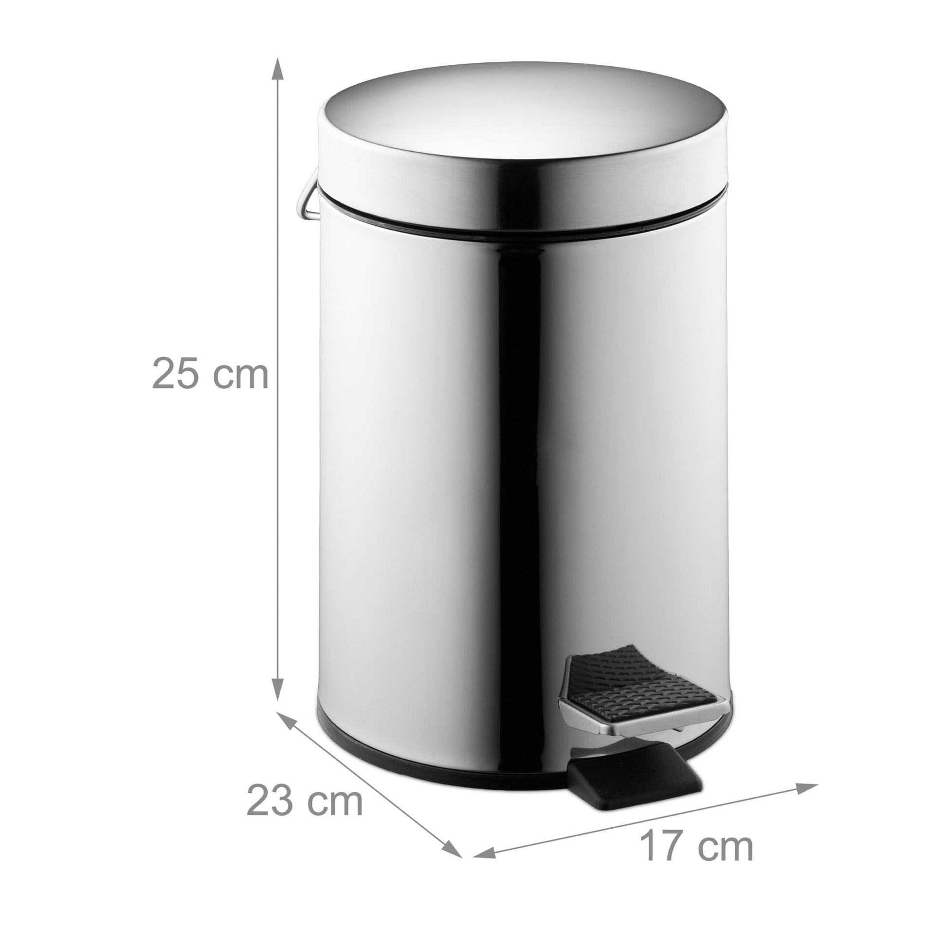 Kosmetikeimer Edelstahl 3 Liter Schwarz-Silber von Relaxdays