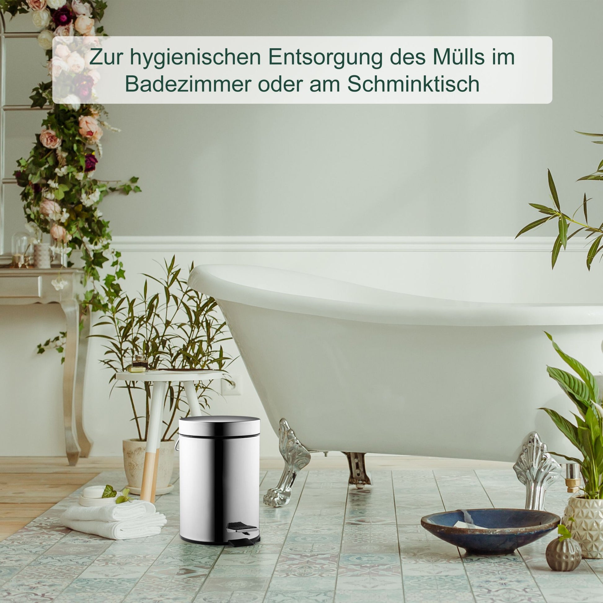 Kosmetikeimer Edelstahl 3 Liter Schwarz-Silber von Relaxdays