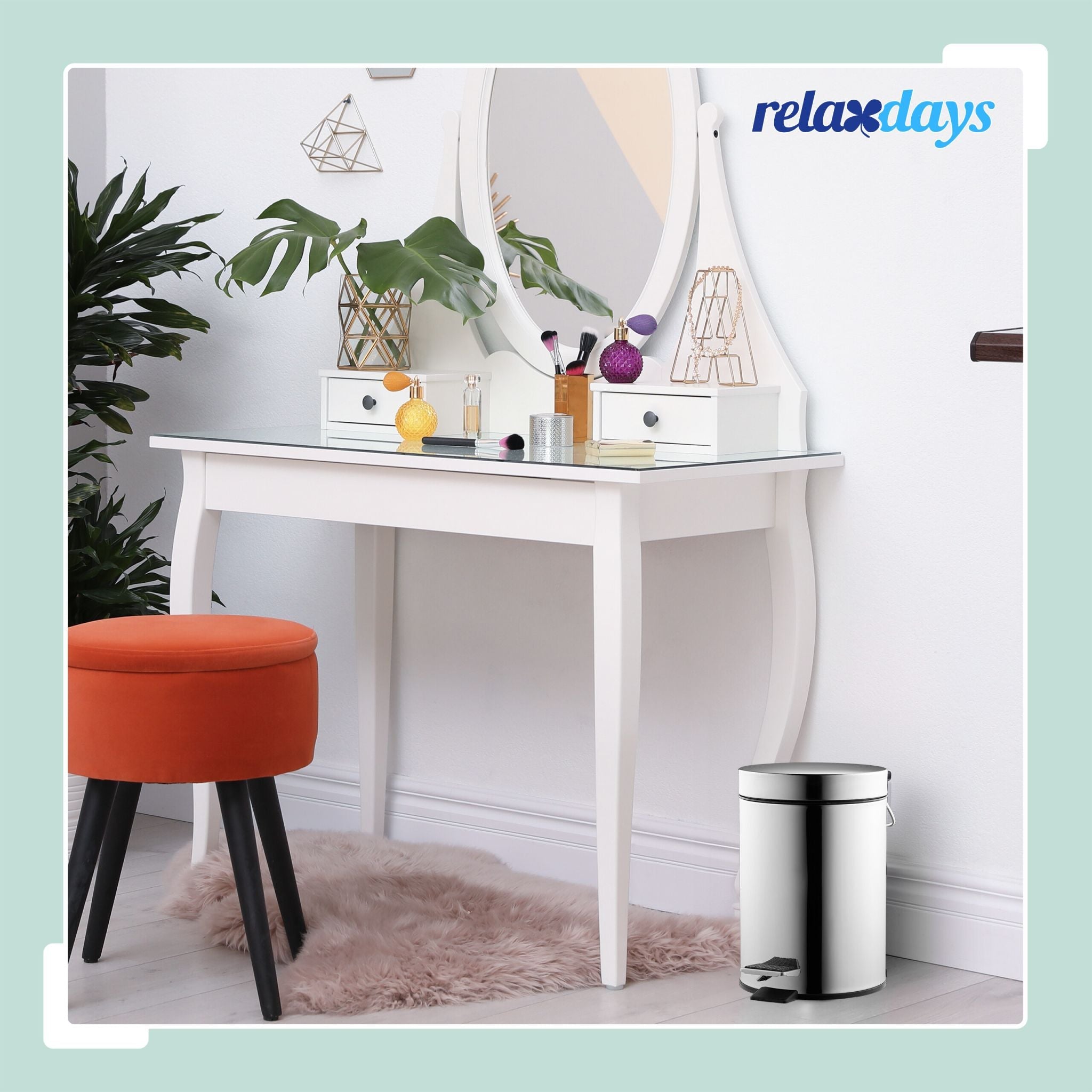 Kosmetikeimer Edelstahl 3 Liter Schwarz-Silber von Relaxdays
