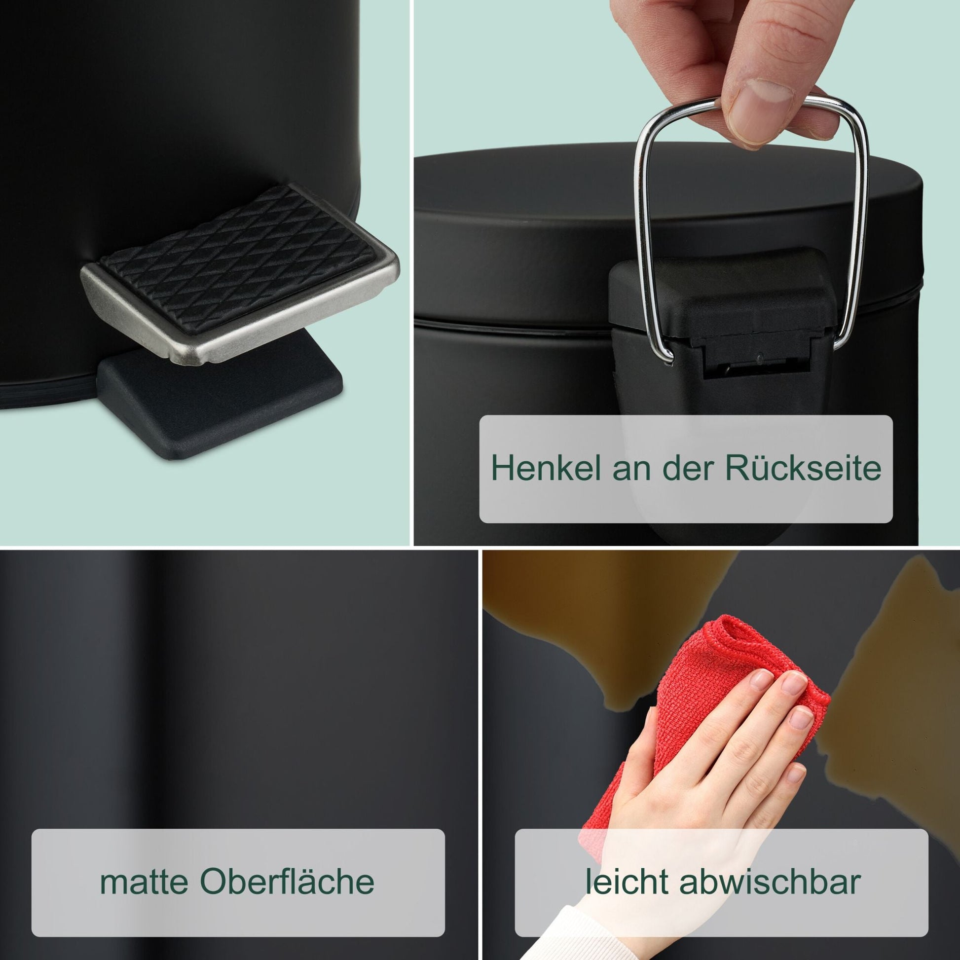 Kosmetikeimer 3 Liter Schwarz von Relaxdays