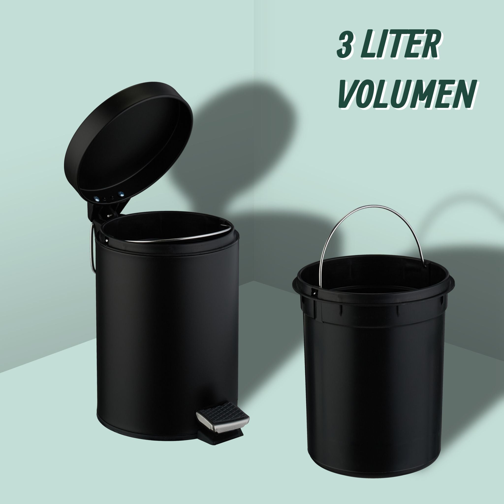 Kosmetikeimer 3 Liter Schwarz von Relaxdays