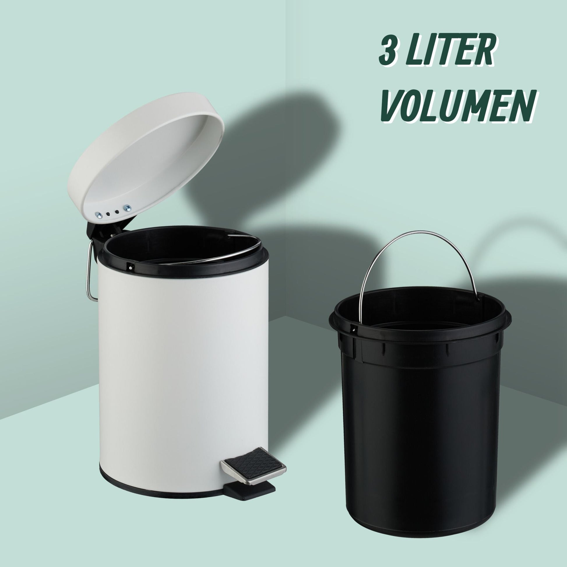 Kosmetikeimer 3 Liter Weiss-Schwarz von Relaxdays