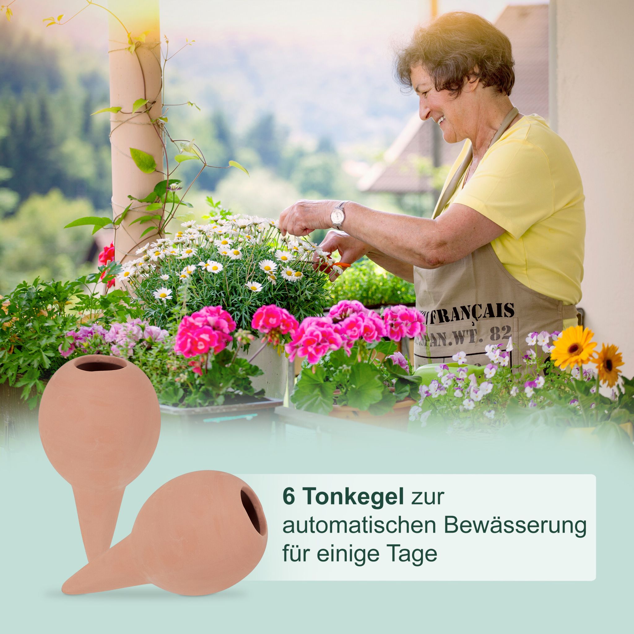 Tonkegel zur Bewässerung 6er-Set Hellbraun von Relaxdays