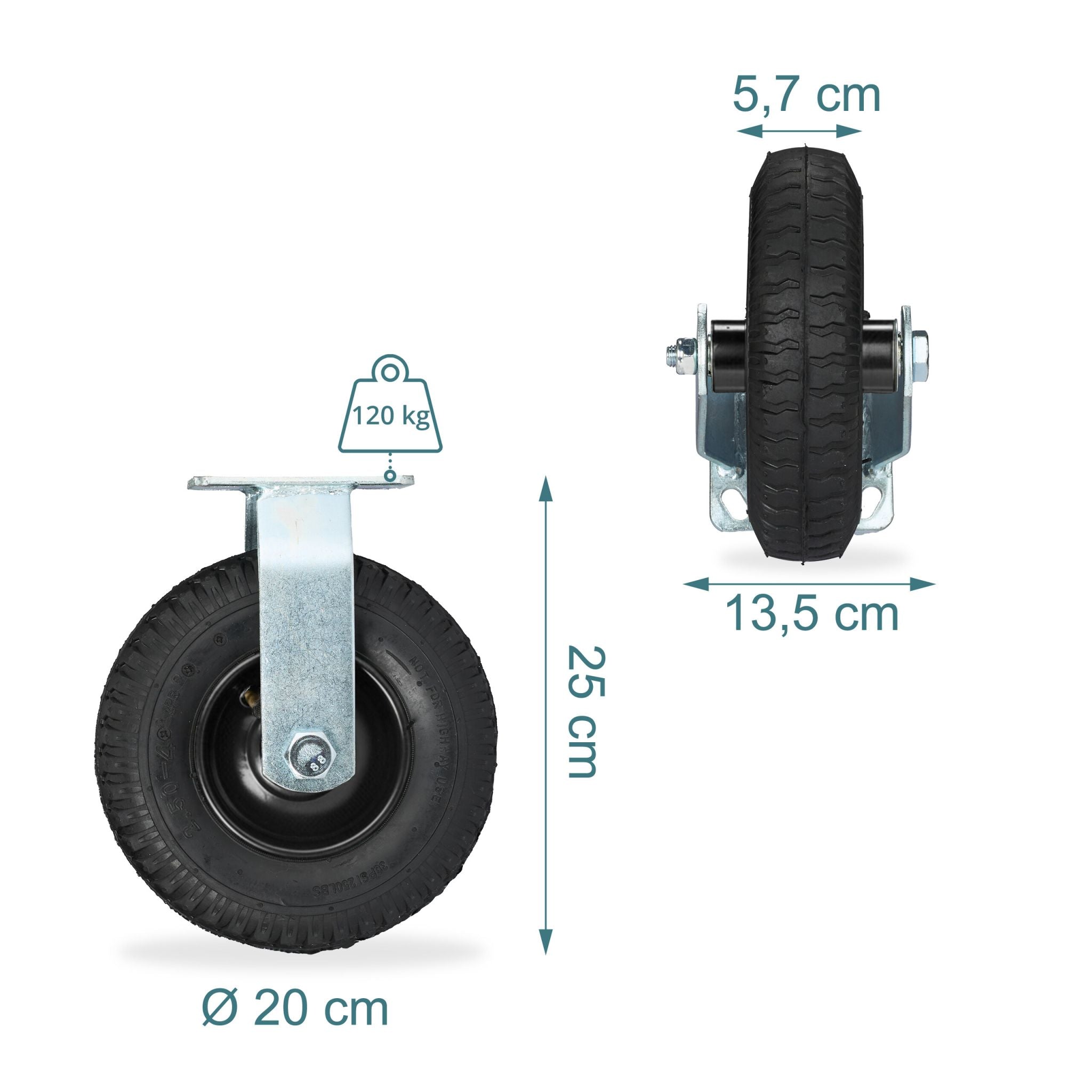 Bockrolle 2.50-4 Schwarz-Silber von Relaxdays