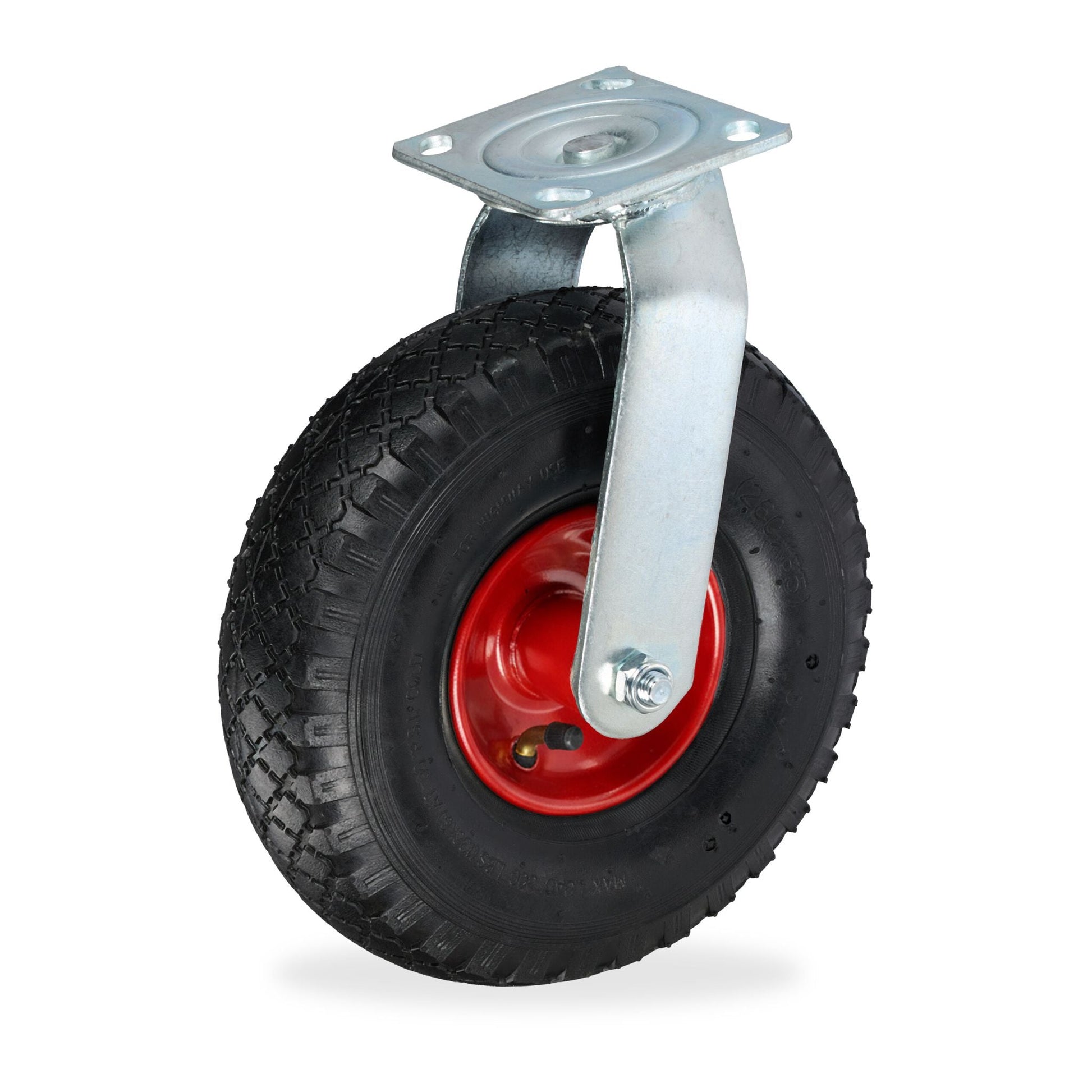 Lenkrolle luftbereift 3.00-4 Rot-Schwarz-Silber von Relaxdays