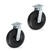 Lenkrolle luftbereift 3.00-4 2er-Set Schwarz-Silber von Relaxdays