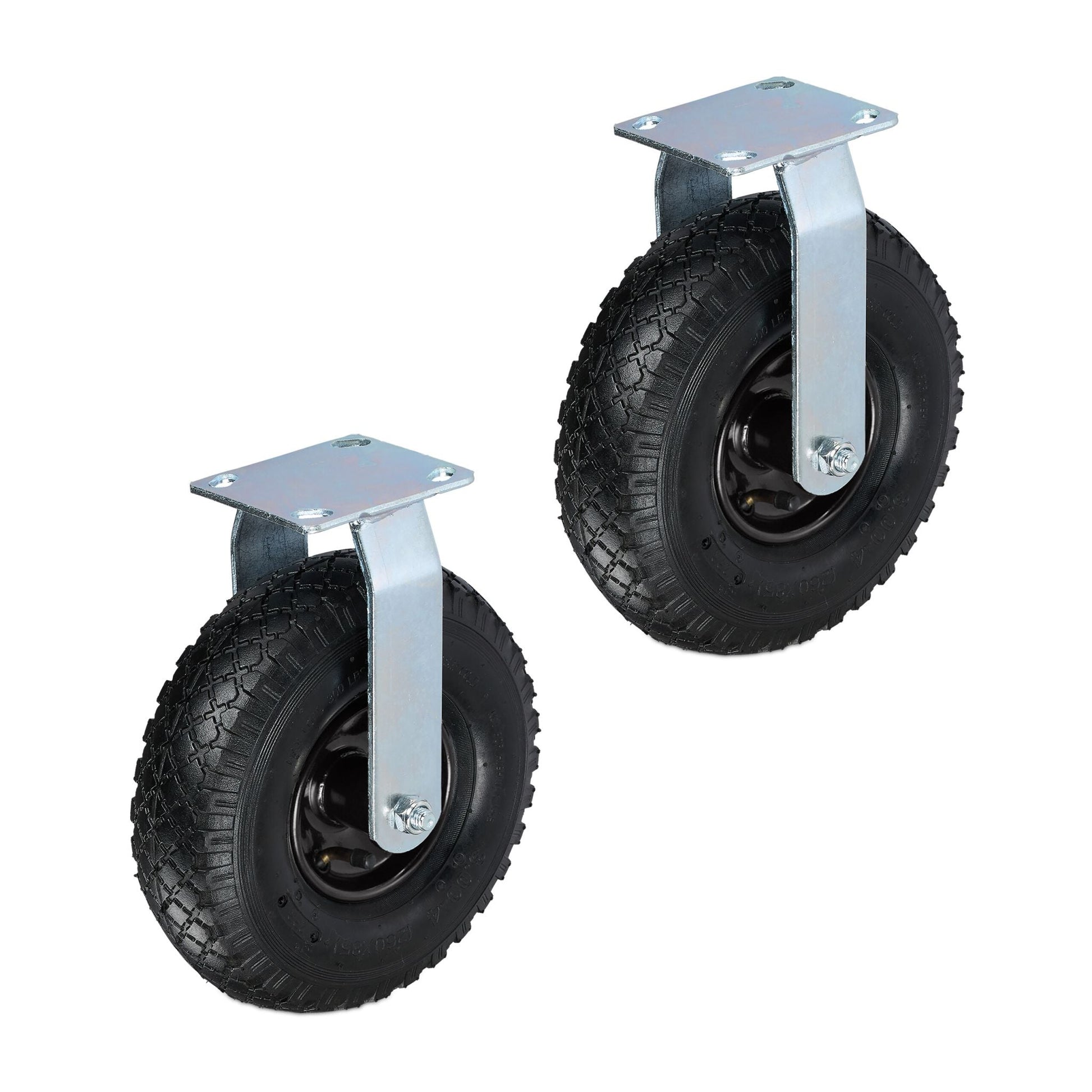 Bockrolle 3.00-4 2er-Set Schwarz-Silber von Relaxdays