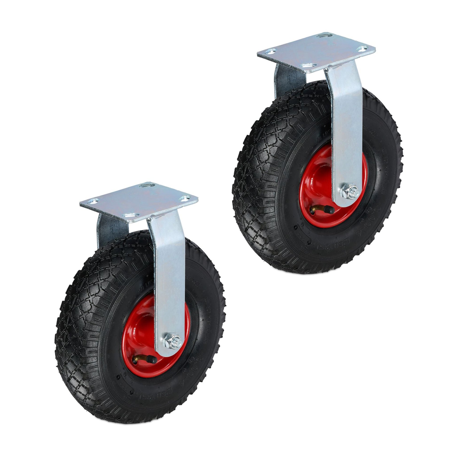 Bockrolle 3.00-4 2er-Set Rot-Schwarz-Silber von Relaxdays