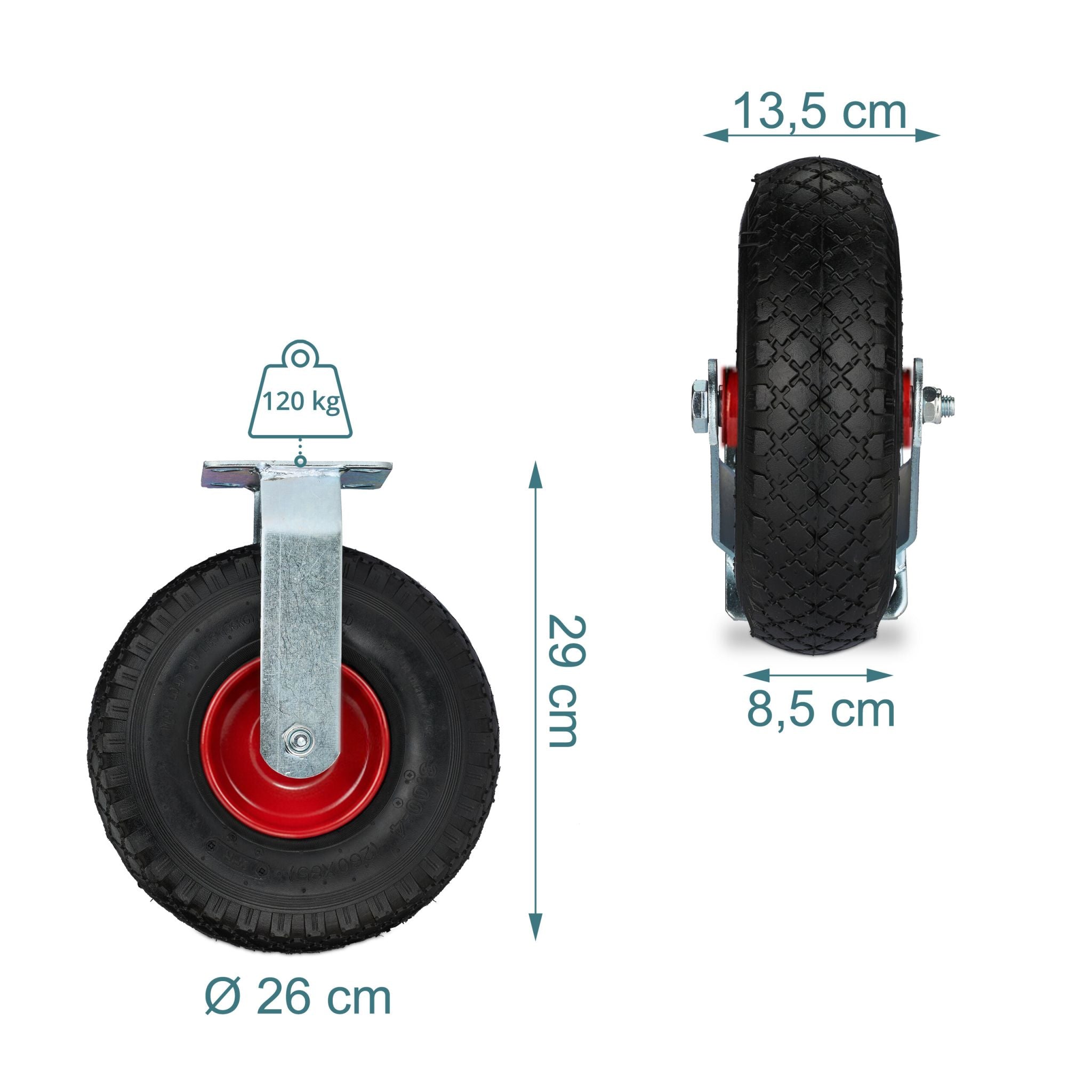 Bockrolle 3.00-4 2er-Set Rot-Schwarz-Silber von Relaxdays