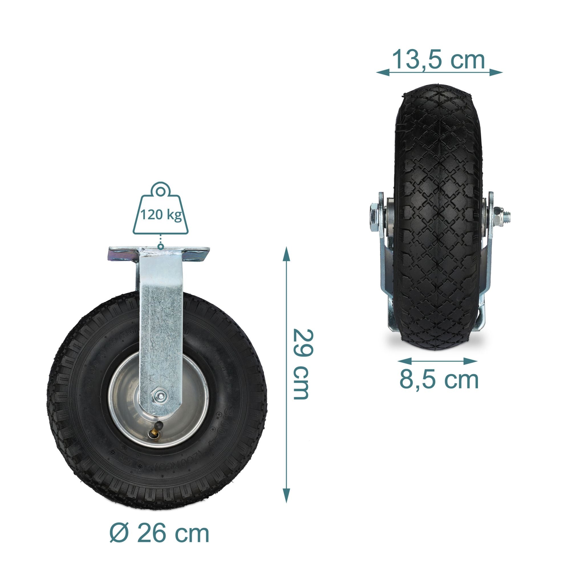 Bockrolle 3.00-4 2er-Set Schwarz-Silber von Relaxdays