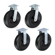 Bockrolle und Lenkrolle Set 3.00-4 Schwarz-Silber von Relaxdays