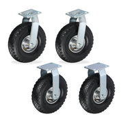 Bockrolle und Lenkrolle Set 3.00-4 Schwarz-Silber von Relaxdays
