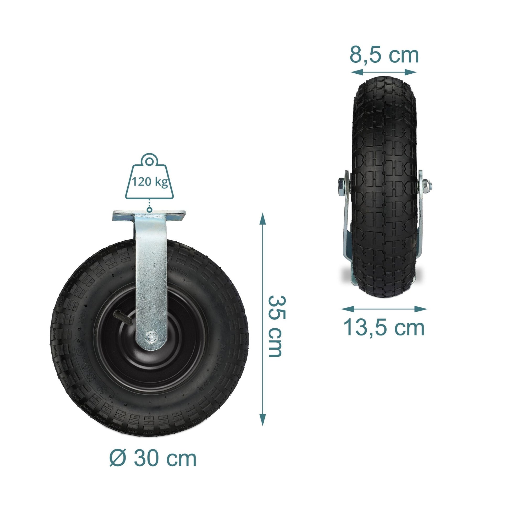 Bockrolle 3.50-6 Schwarz-Silber von Relaxdays