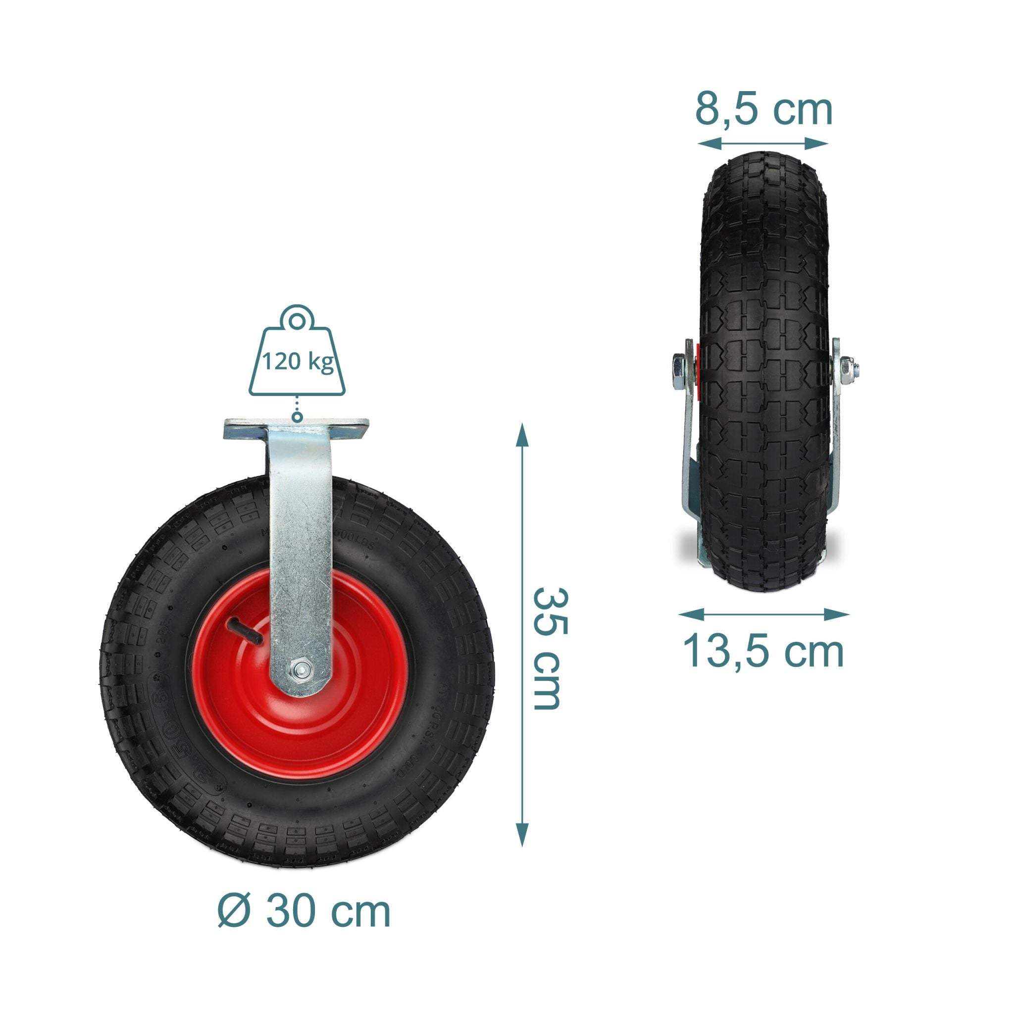 Bockrolle 3.50-6 Rot-Schwarz-Silber von Relaxdays