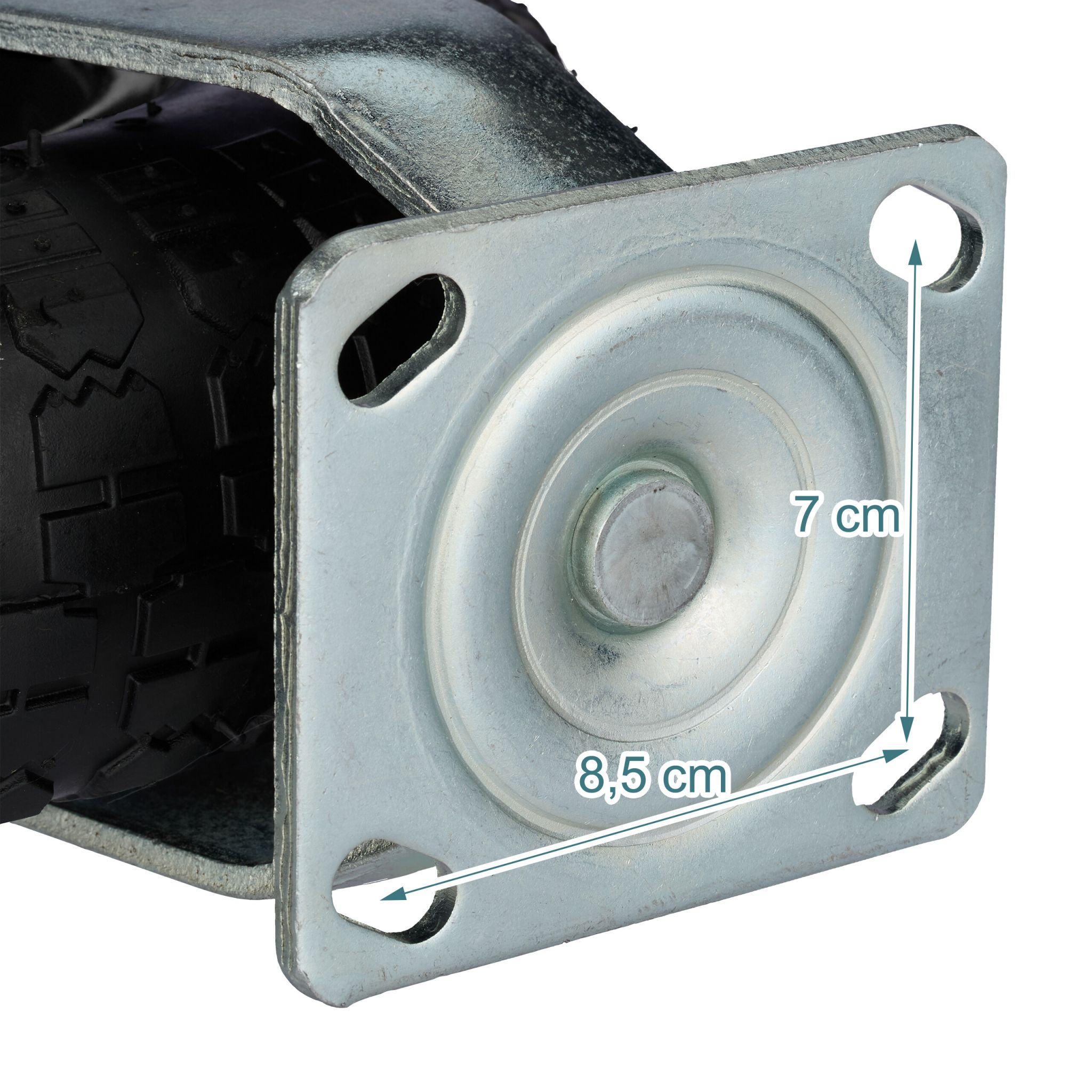 Lenkrolle luftbereift 3.50-6 Schwarz-Silber von Relaxdays