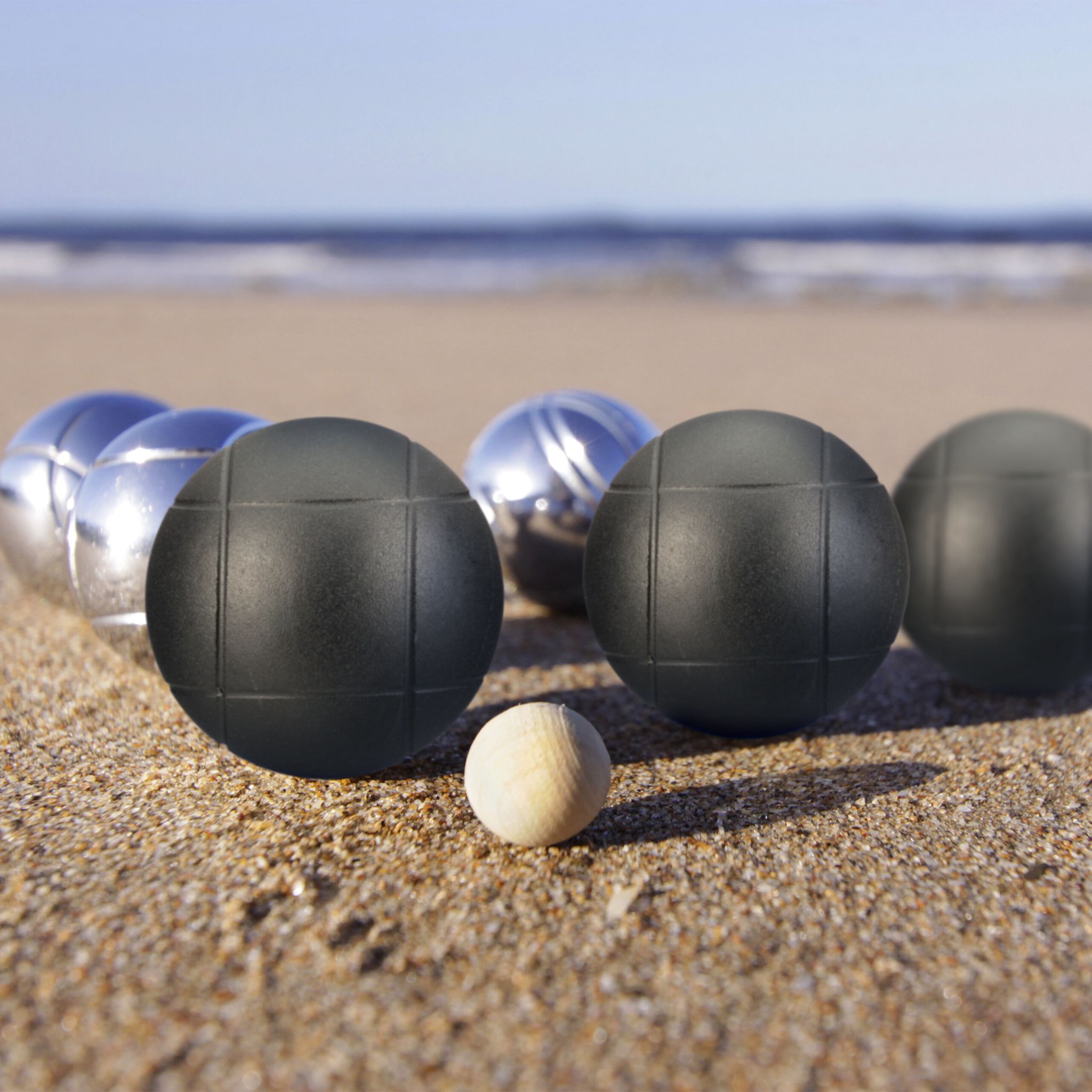 Boule Kugelset mit 8 Kugeln Schwarz-Silber von Relaxdays