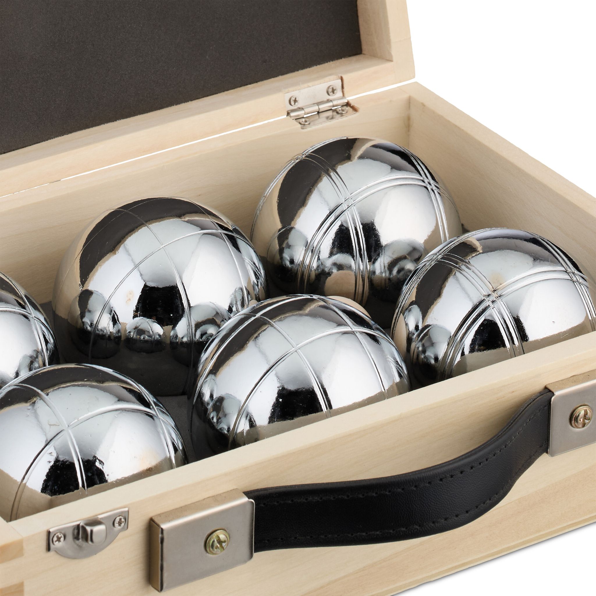 Boule Kugelset mit 6 Kugeln Hellbraun-Schwarz-Silber