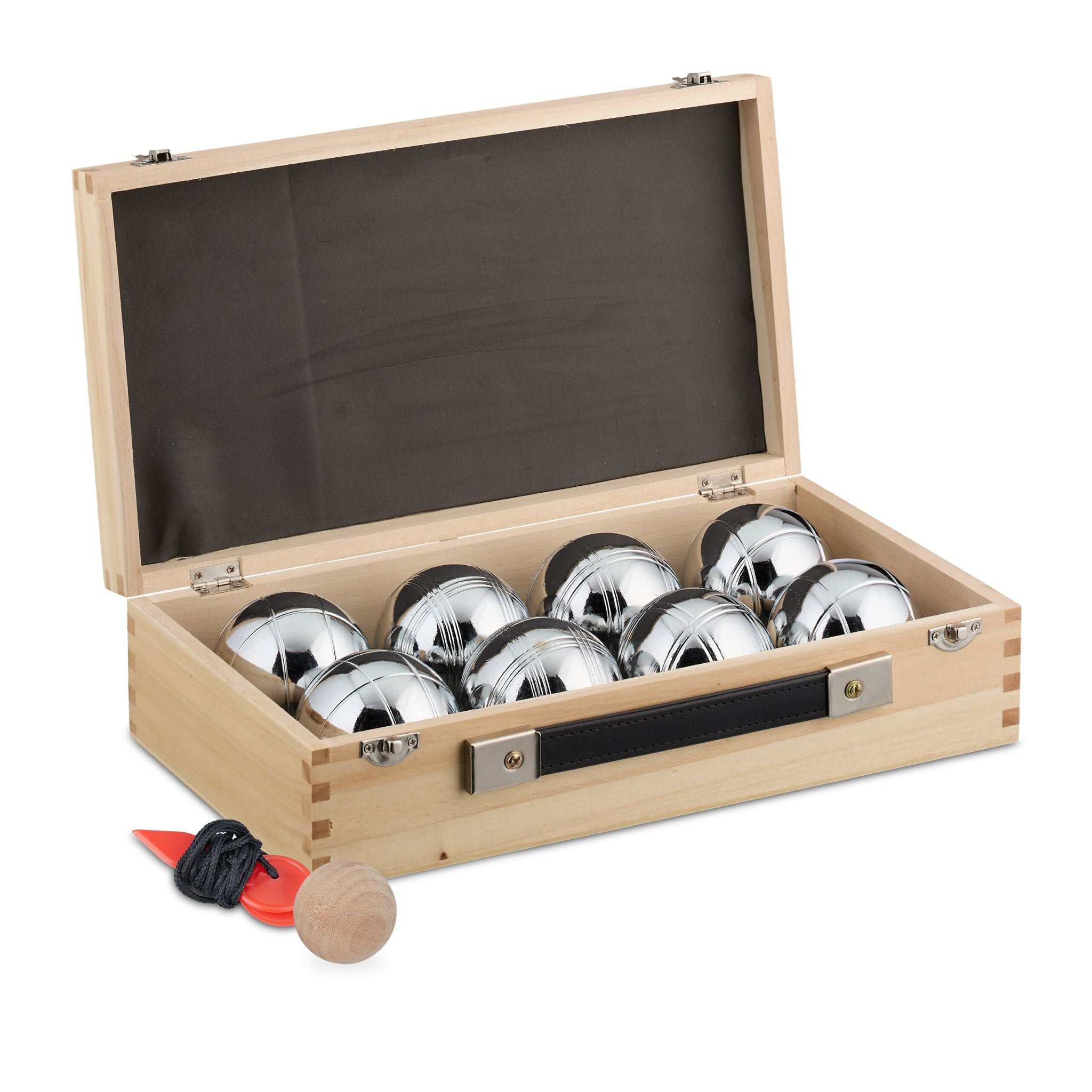 Boule Kugelset mit 8 Kugeln Hellbraun-Schwarz-Silber
