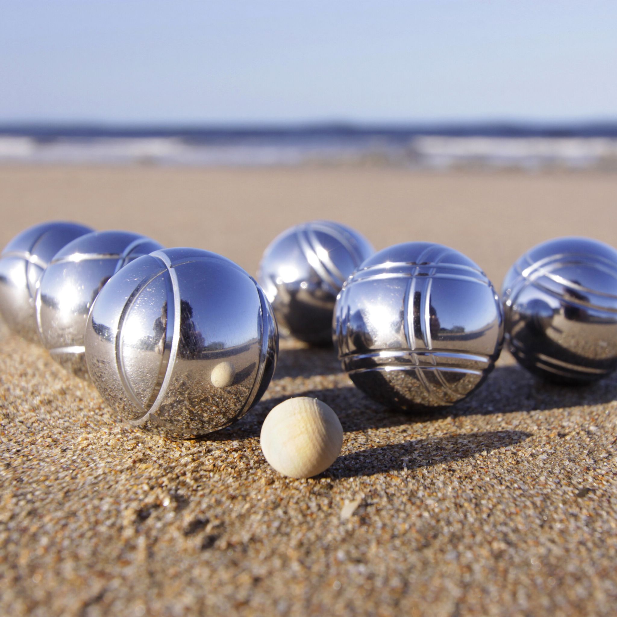 Boule Kugelset mit 8 Kugeln Hellbraun-Schwarz-Silber