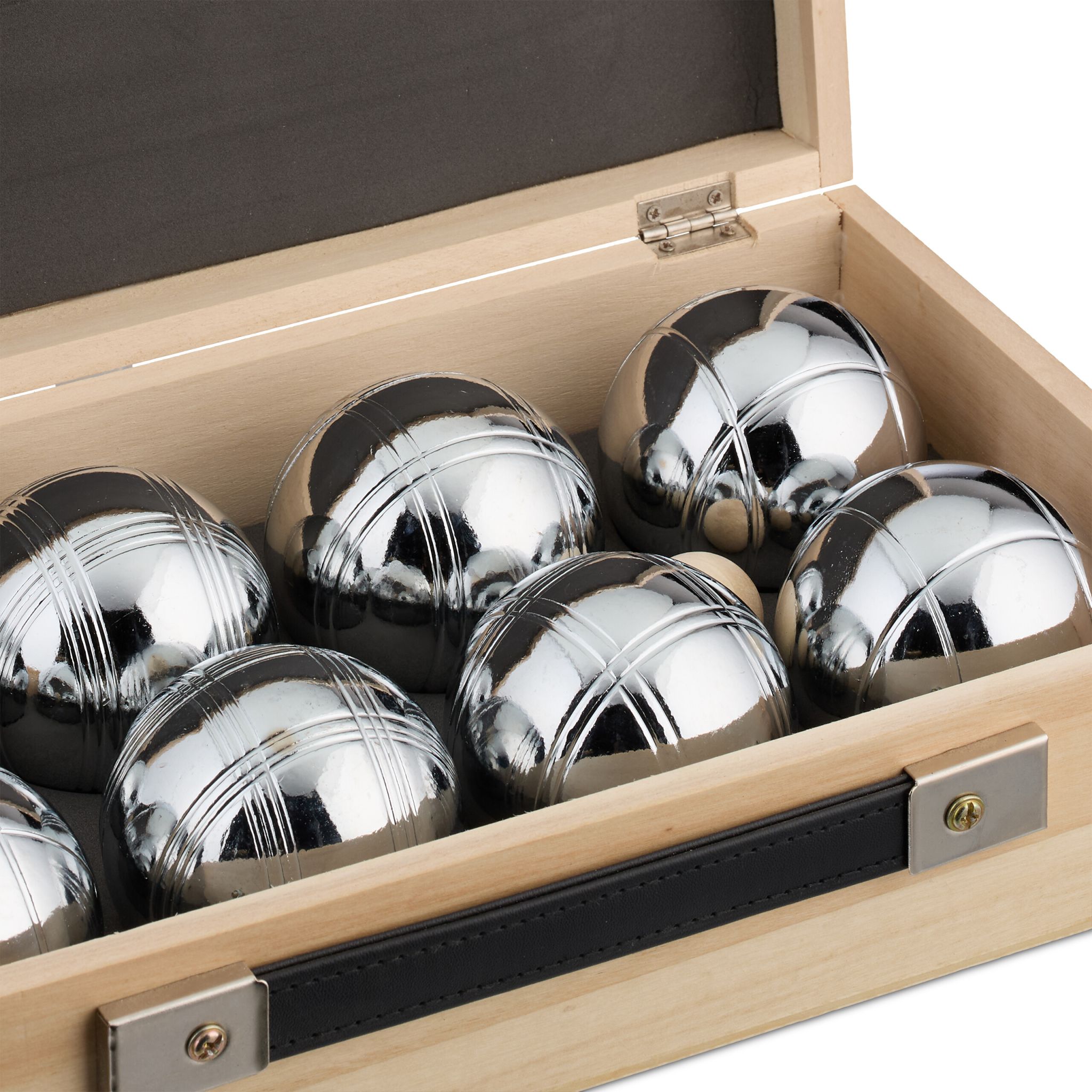 Boule Kugelset mit 8 Kugeln Hellbraun-Schwarz-Silber