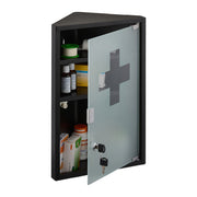 Medizinschrank mit Glastür Weiss-Schwarz-Silber von Relaxdays
