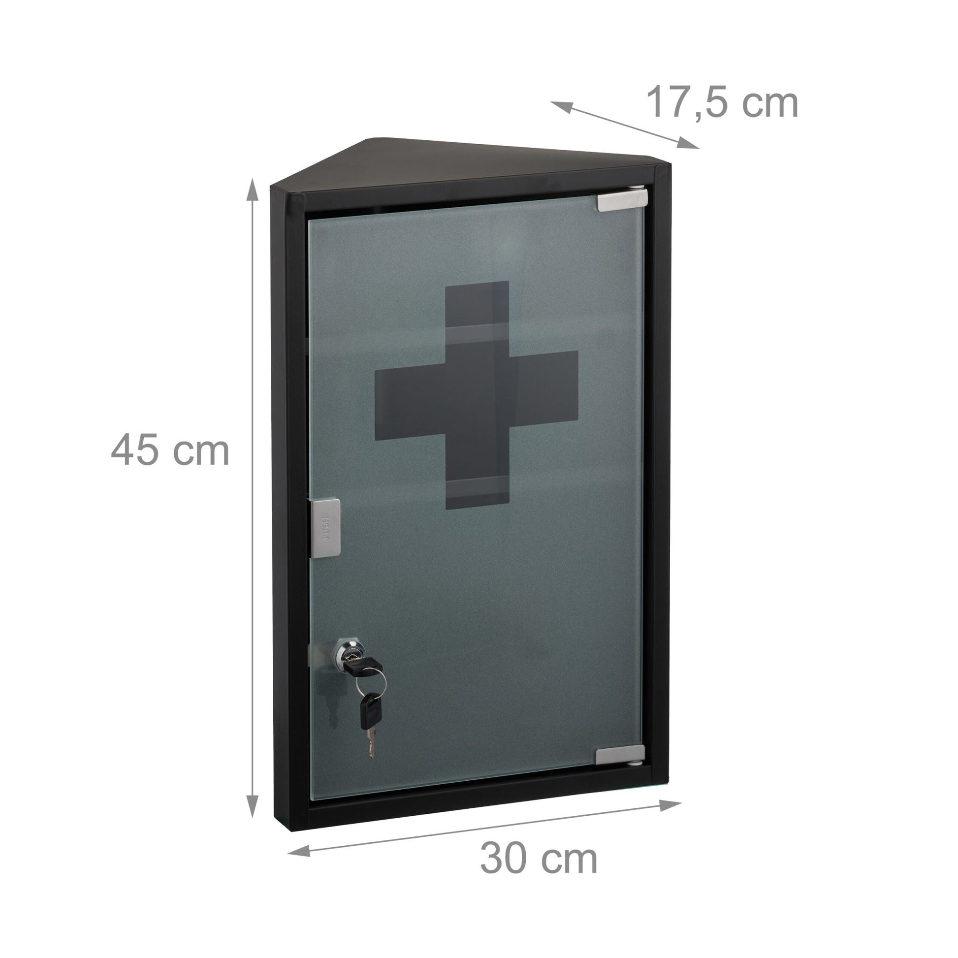 Medizinschrank mit Glastür Weiss-Schwarz-Silber von Relaxdays