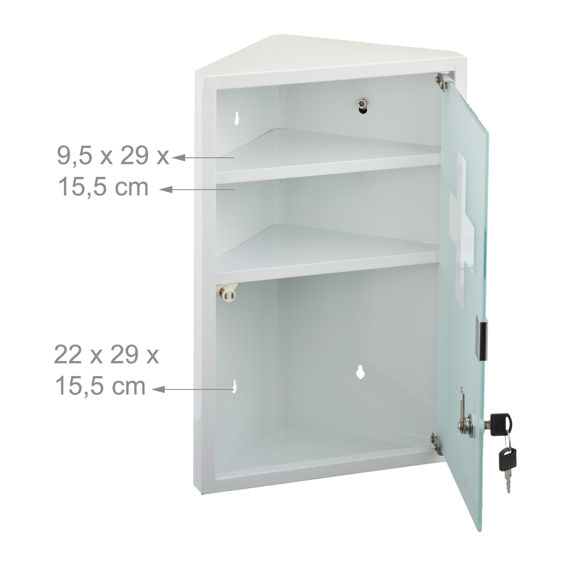 Medizinschrank mit Glastür Weiss-Silber von Relaxdays